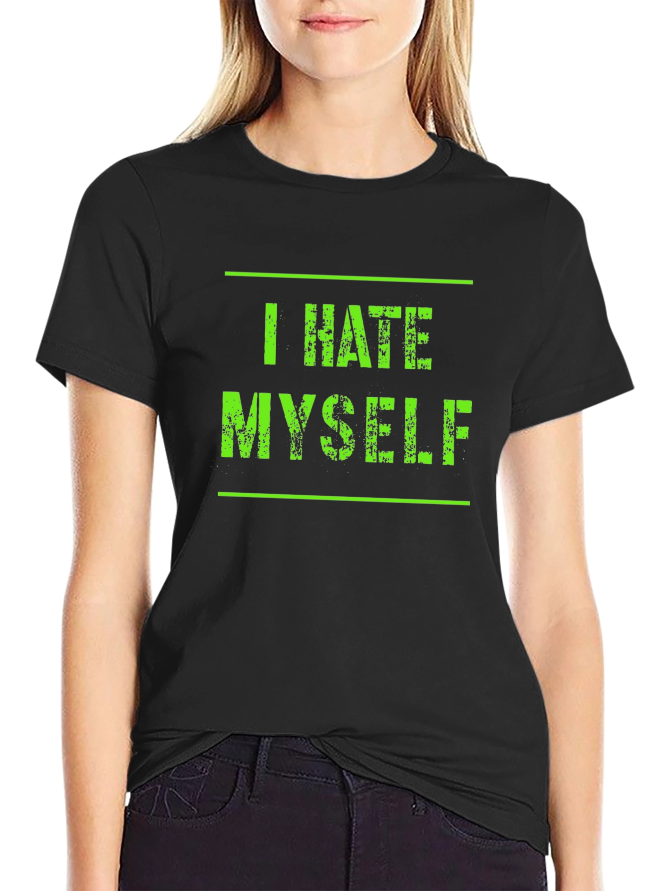 Black I Hate Myself Graphic Tee - Black view 2