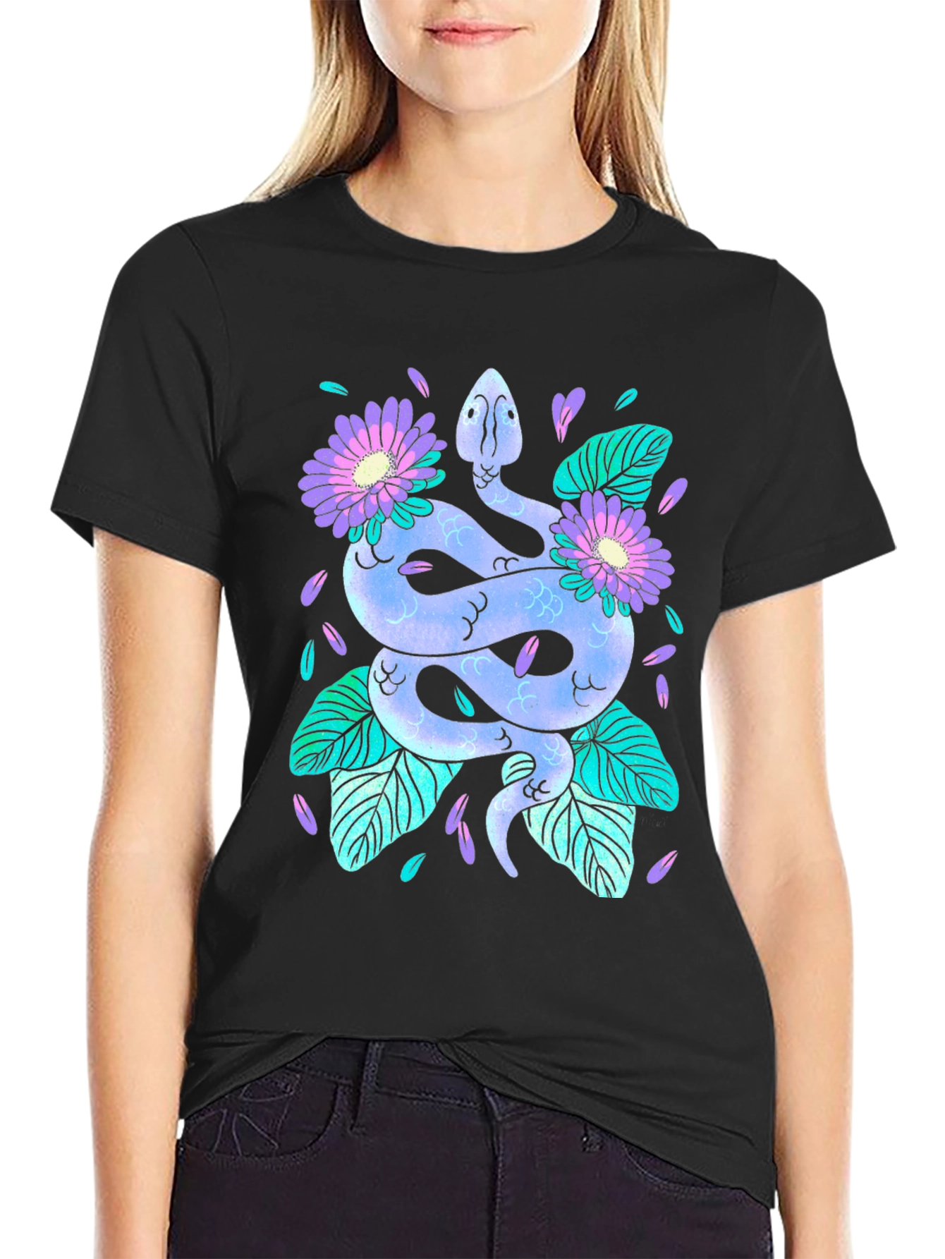 Black Mystic Snake Graphic Tee view 2