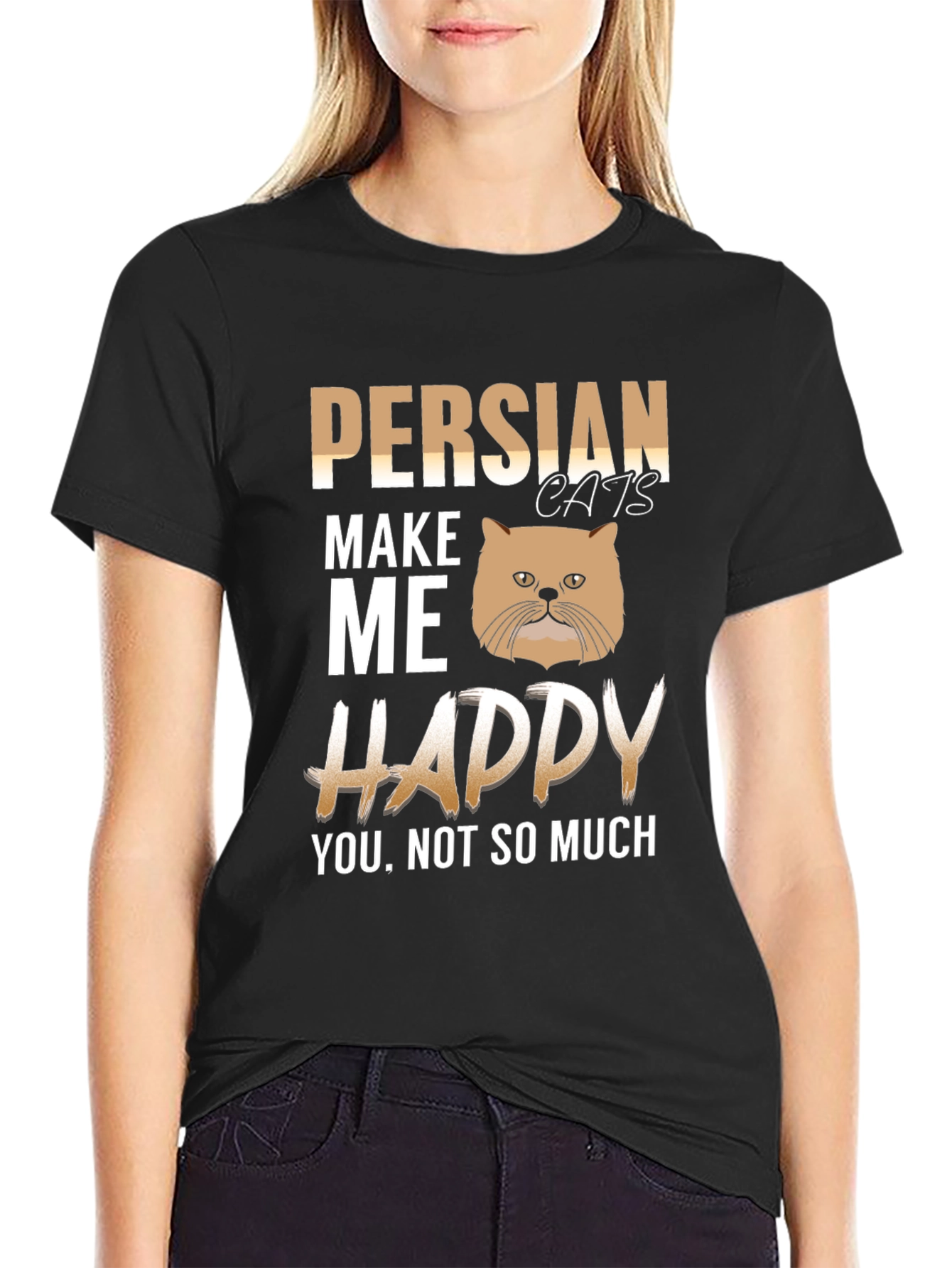 Black Persian Cat Lover T-Shirt - Funny Cat Person Tee view 2