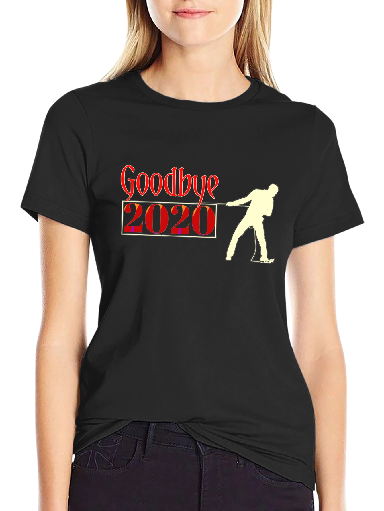 Black Goodbye 2020 Black Graphic T-Shirt view 2
