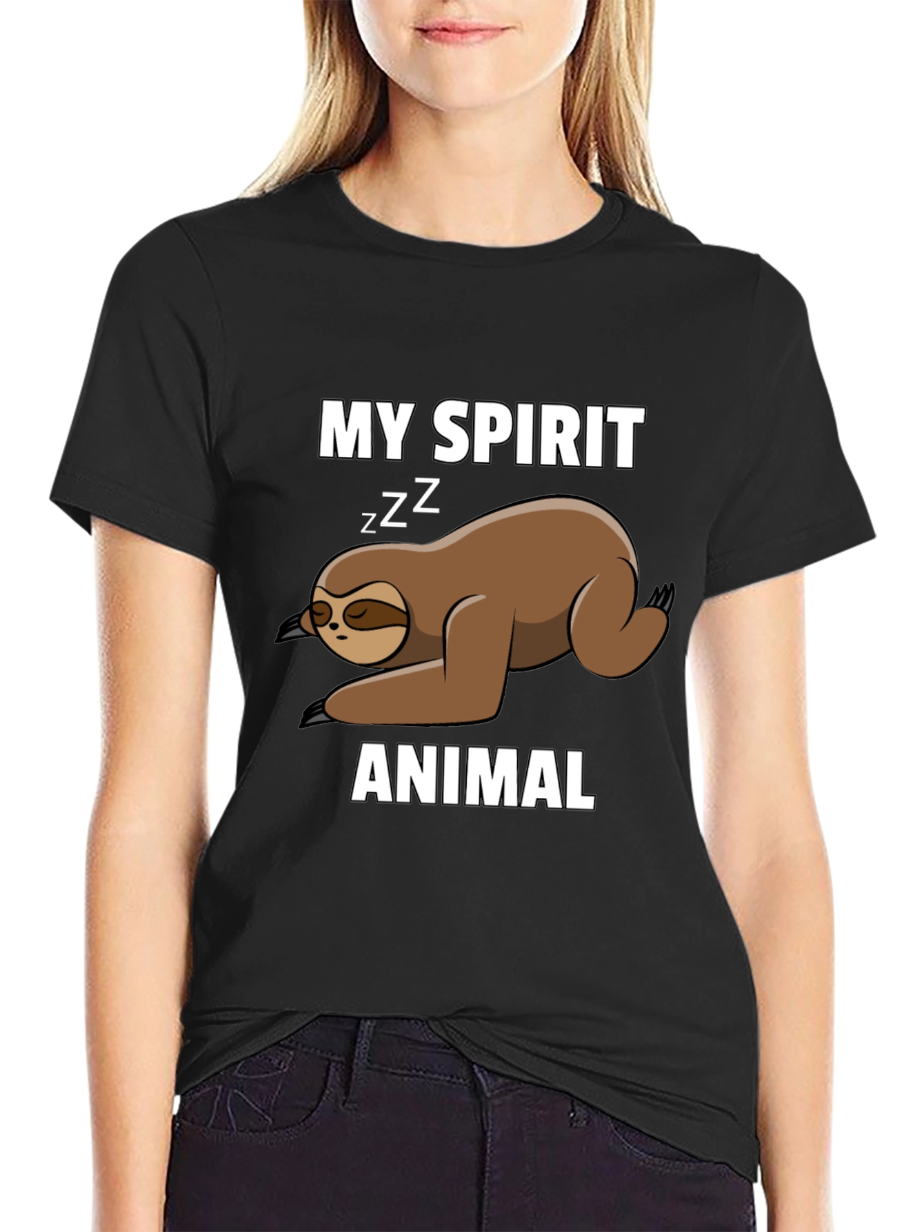 Black My Spirit Animal Sloth T-Shirt view 2