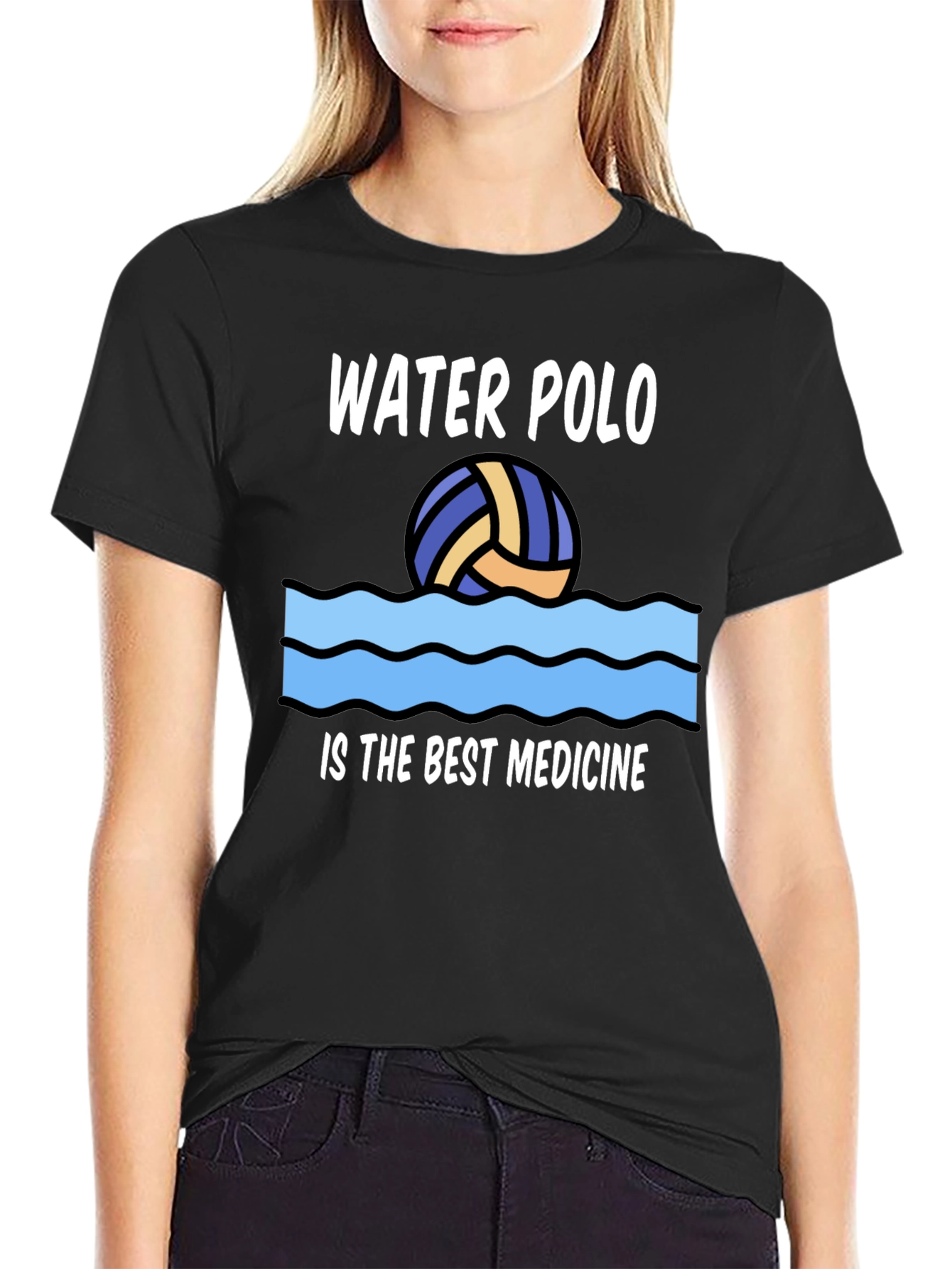 Black Water Polo Best Medicine Graphic T-Shirt view 2