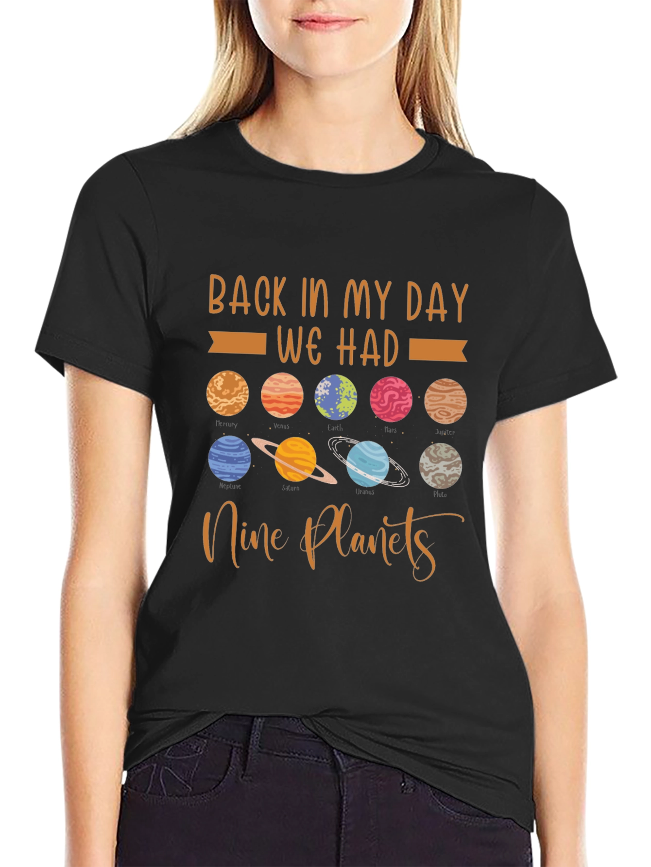 Black Nine Planets Graphic T-Shirt view 2