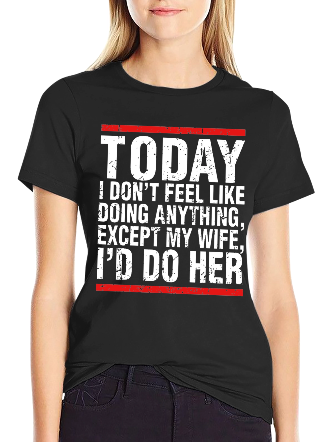 Black Funny Graphic T-Shirt - Today I'd Do Her view 2