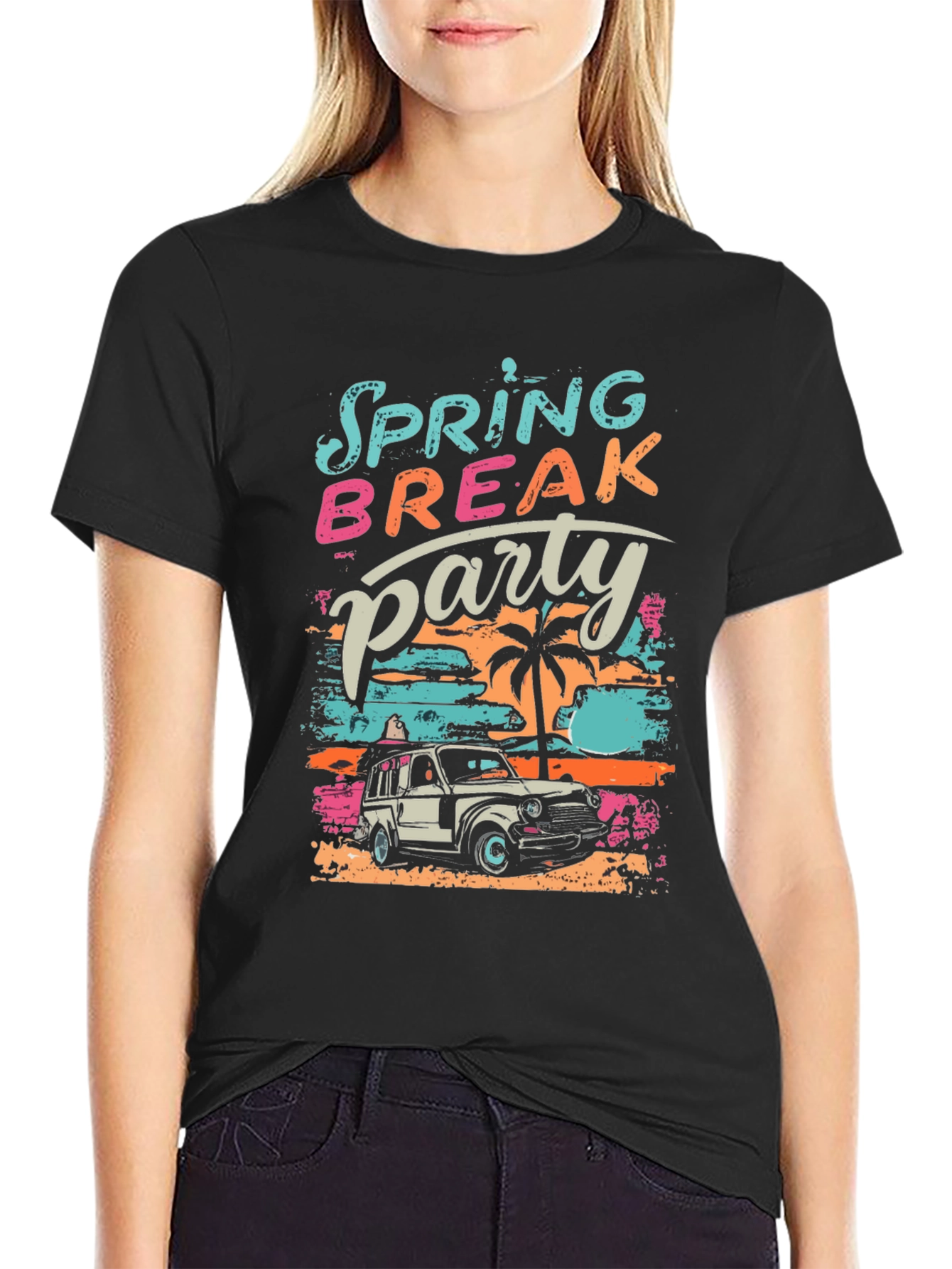 Black Spring Break Party Graphic T-Shirt view 2