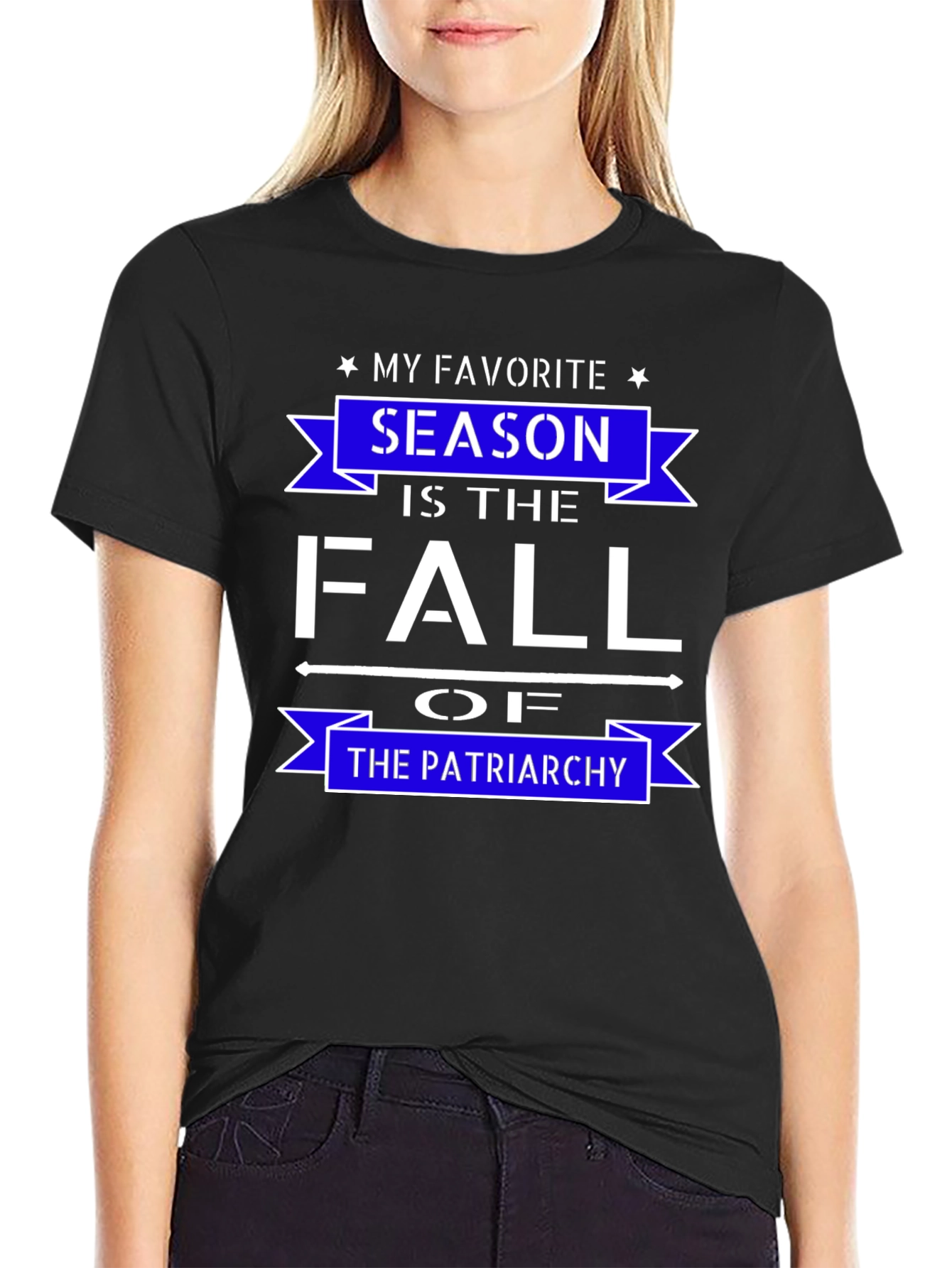 Black My Favorite Season is the Fall of the Patriarchy T-Shirt view 2