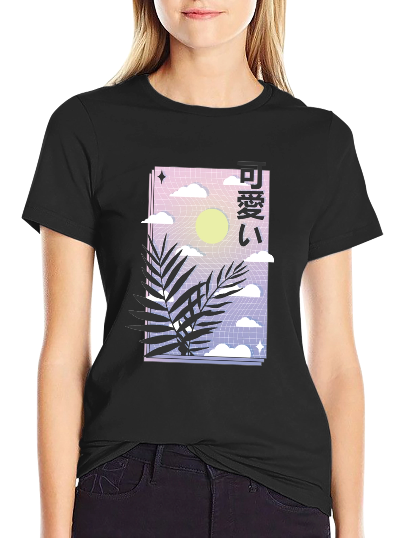 Black Aesthetic Japanese T-Shirt - Kawaii Graphic Tee view 2
