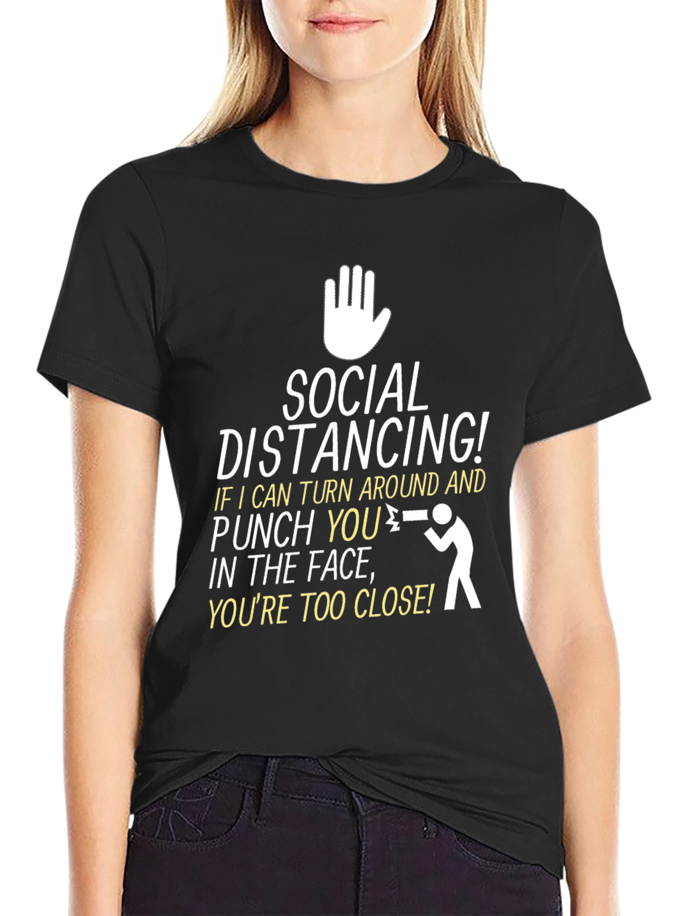 Black Social Distancing Punchline Graphic T-Shirt view 2