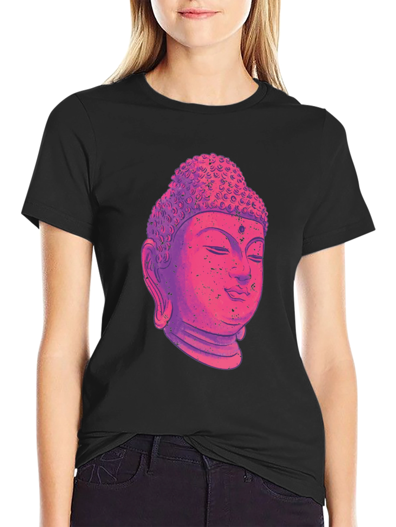 Black Buddha Head Graphic T-Shirt - Black view 2