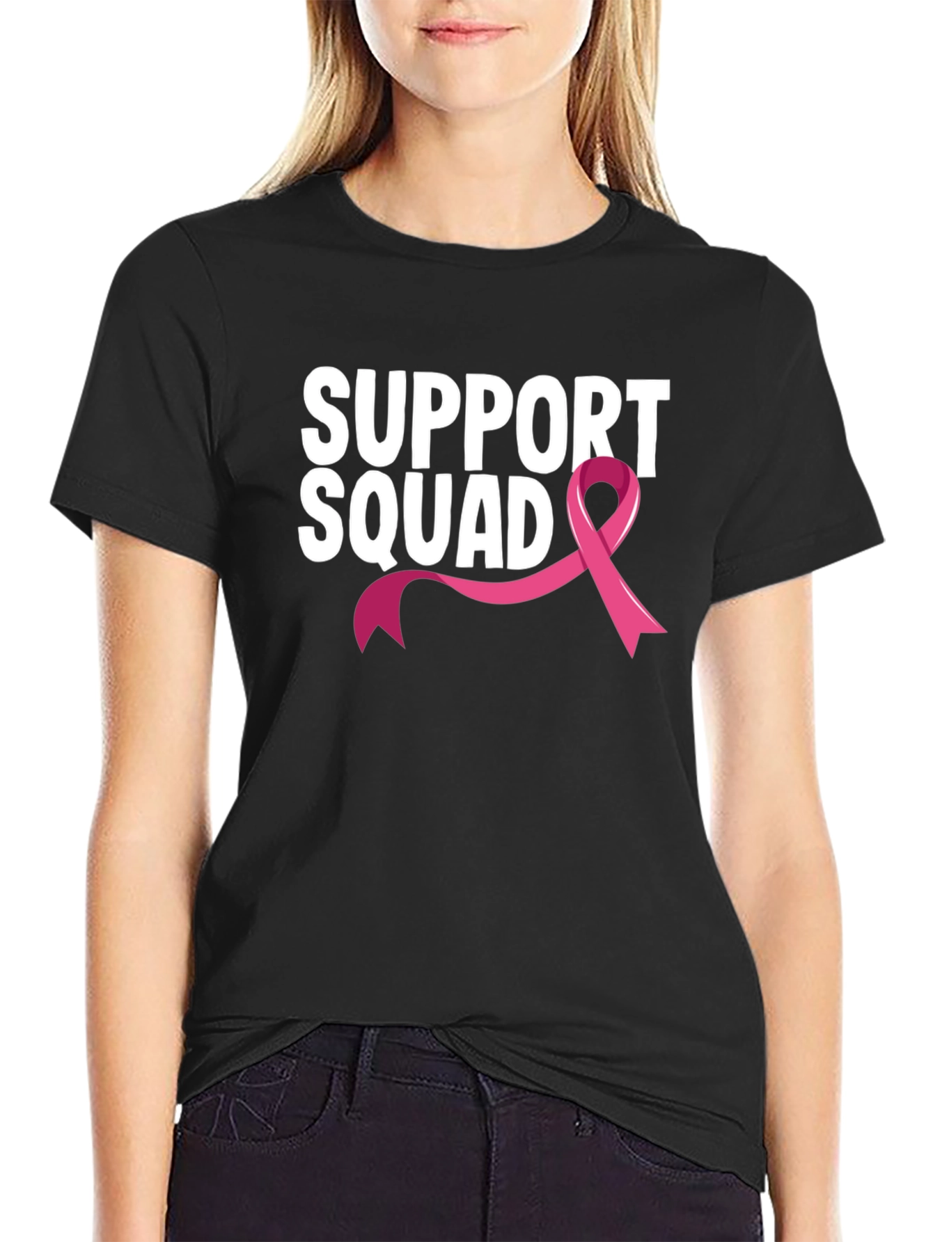 Black Support Squad Breast Cancer Awareness T-Shirt view 2