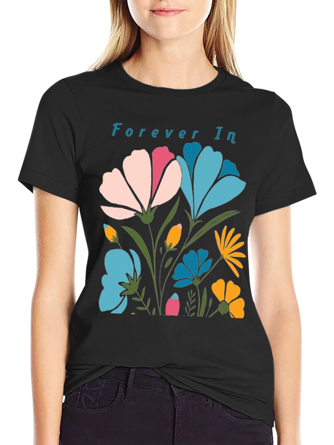 Black Forever In Floral T-Shirt view 2