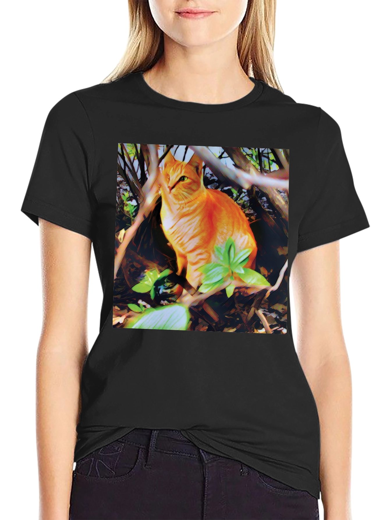 Black Ginger Cat T-Shirt: Stylish Graphic Tee for Cat Lovers view 2