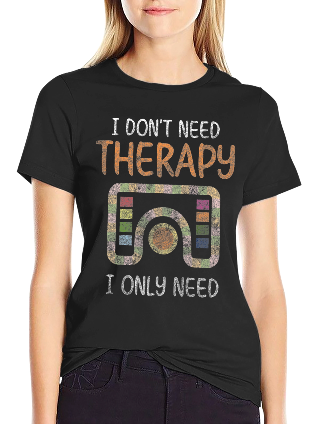 Black I Don't Need Therapy T-Shirt - Pool Lover Tee view 2