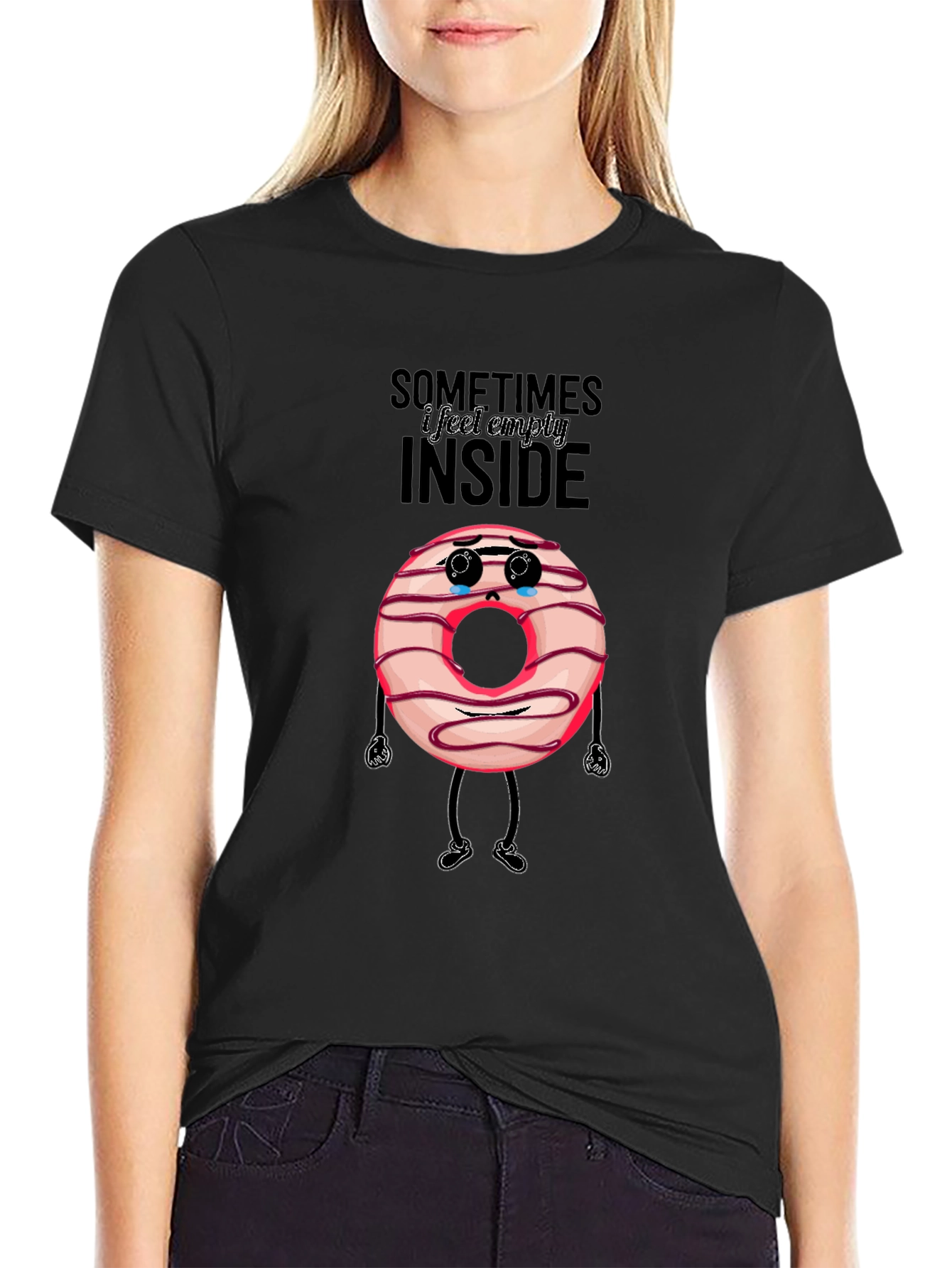 Black Sad Donut T-Shirt: Sometimes I Feel Empty Inside view 2
