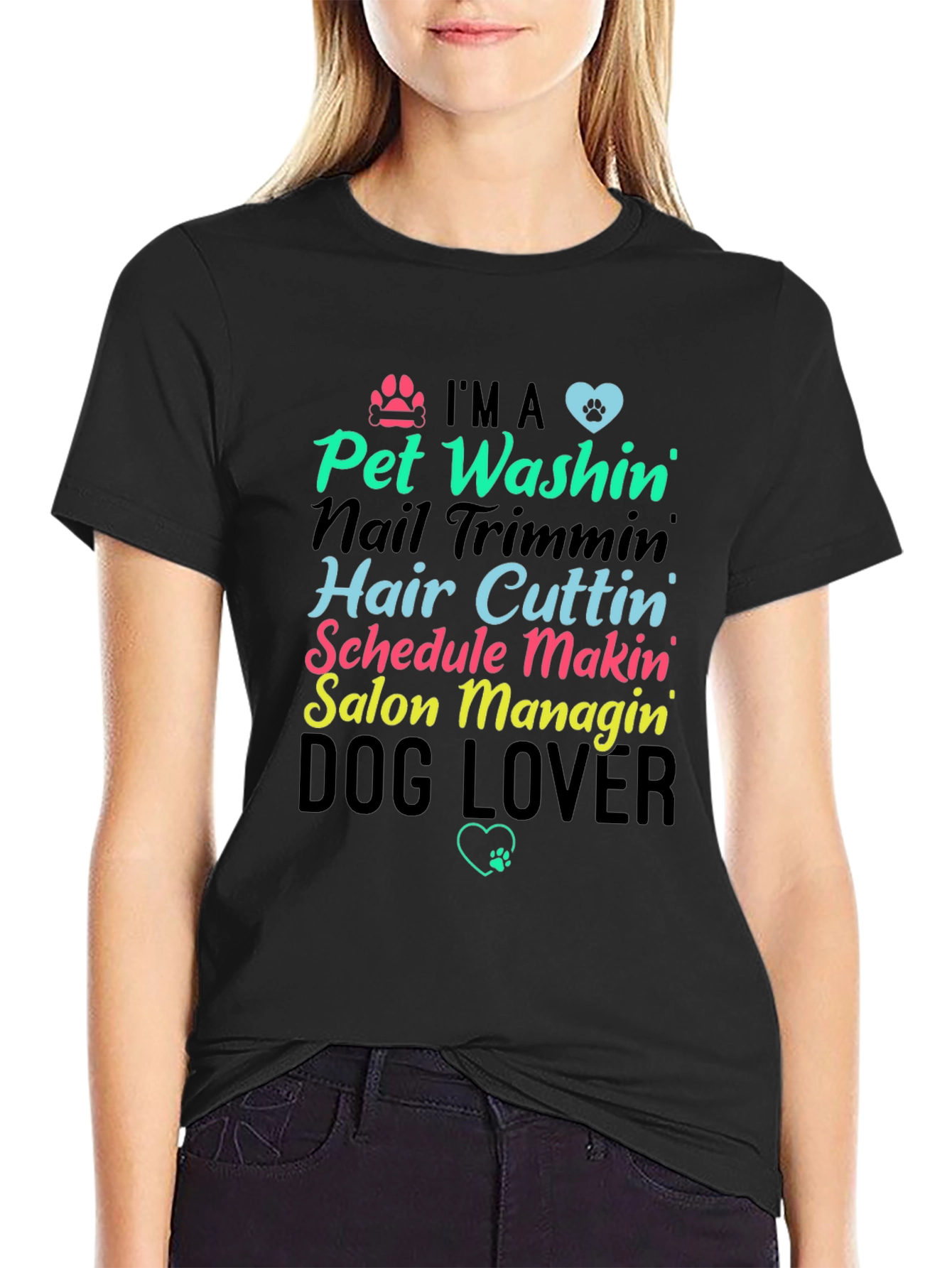 Black Pet Groomer Graphic T-Shirt view 2