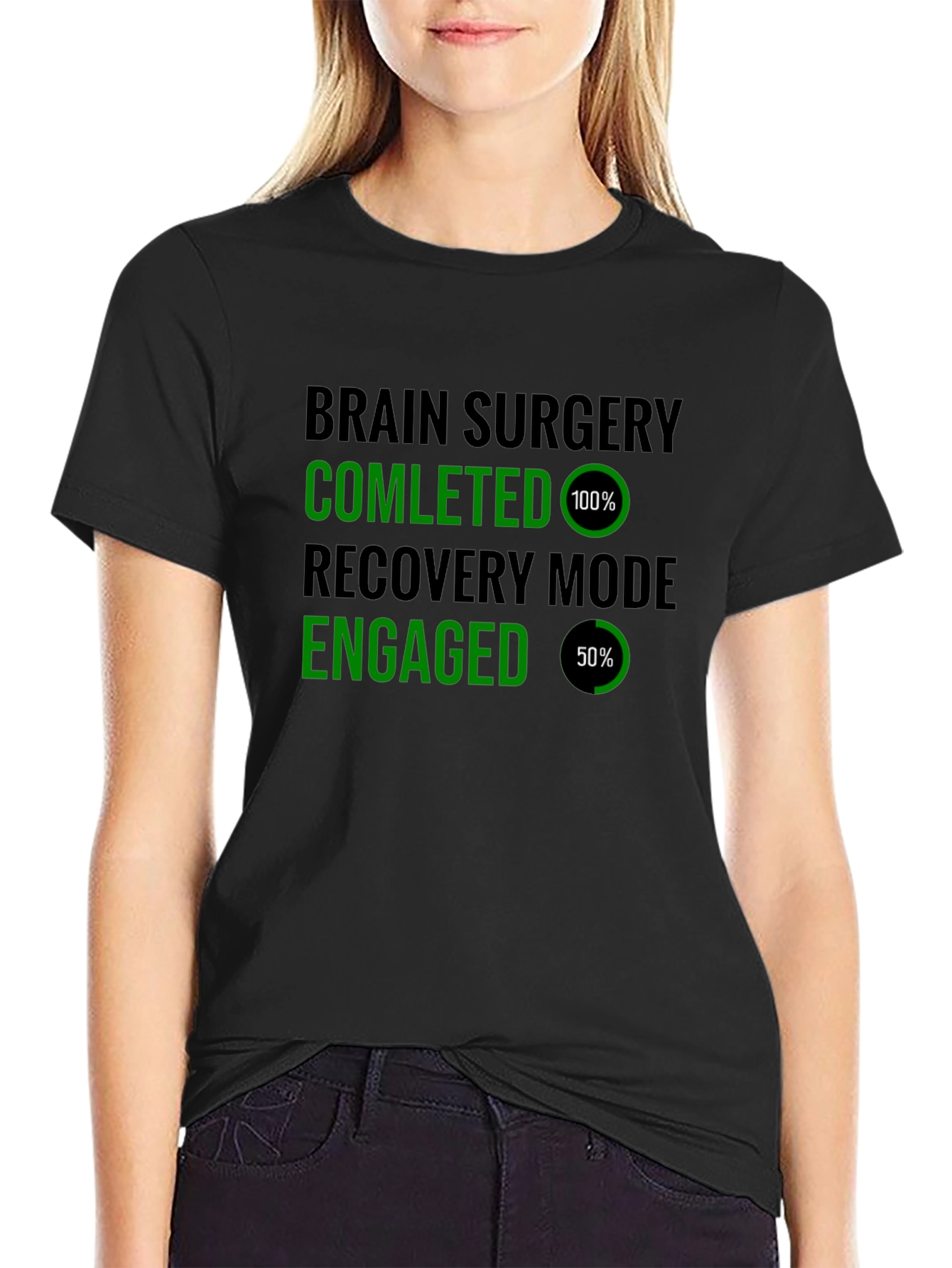 Black Brain Surgery Recovery Mode T-Shirt Funny view 2