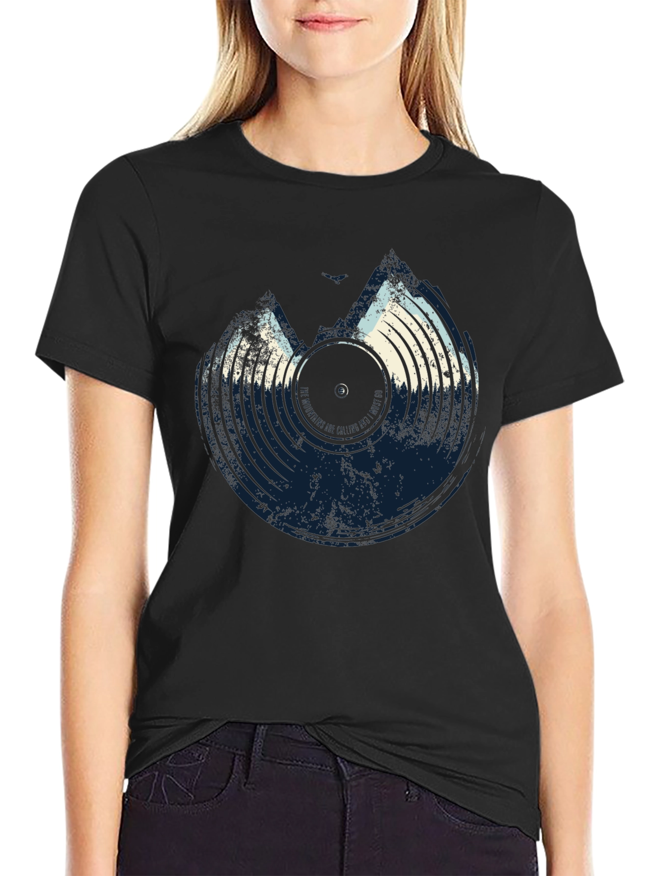 Black Vinyl Record Graphic Tee - Music Lover T-Shirt view 2