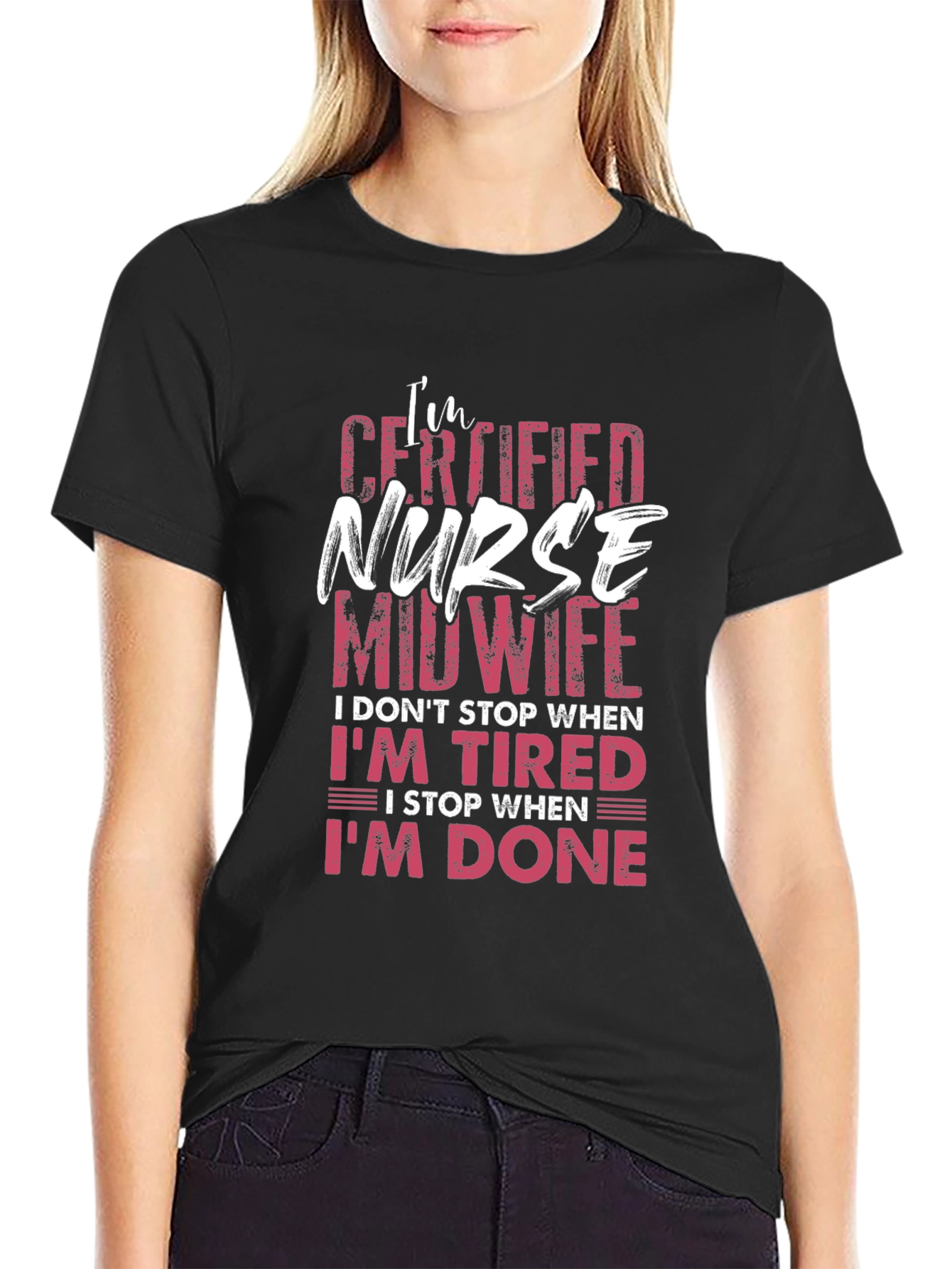 Black Certified Nurse Midwife Graphic T-Shirt view 2