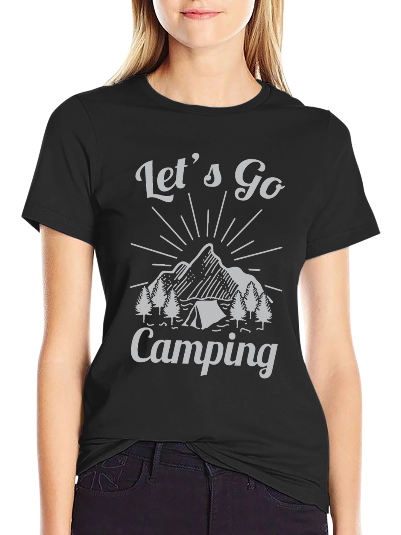 Black Let's Go Camping T-Shirt view 2