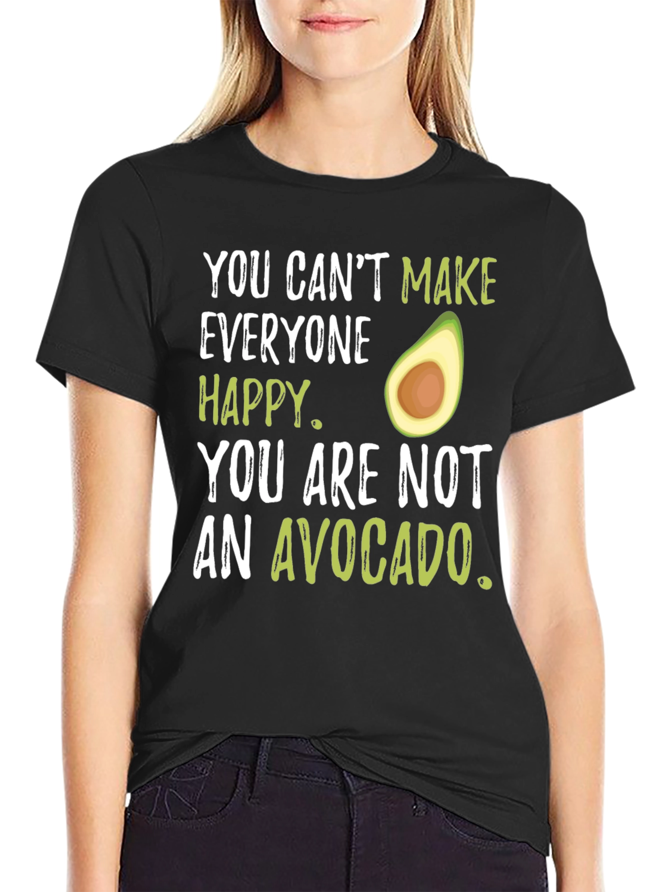Black Funny Avocado Graphic T-Shirt - You Can't Make Everyone Happy view 2