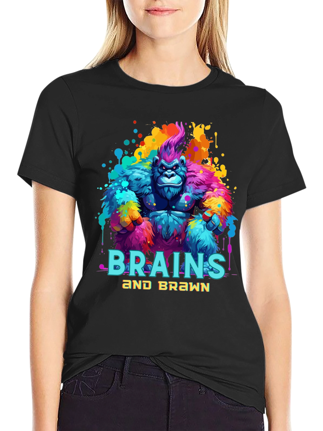 Black Brains and Brawn Gorilla Graphic Tee view 2