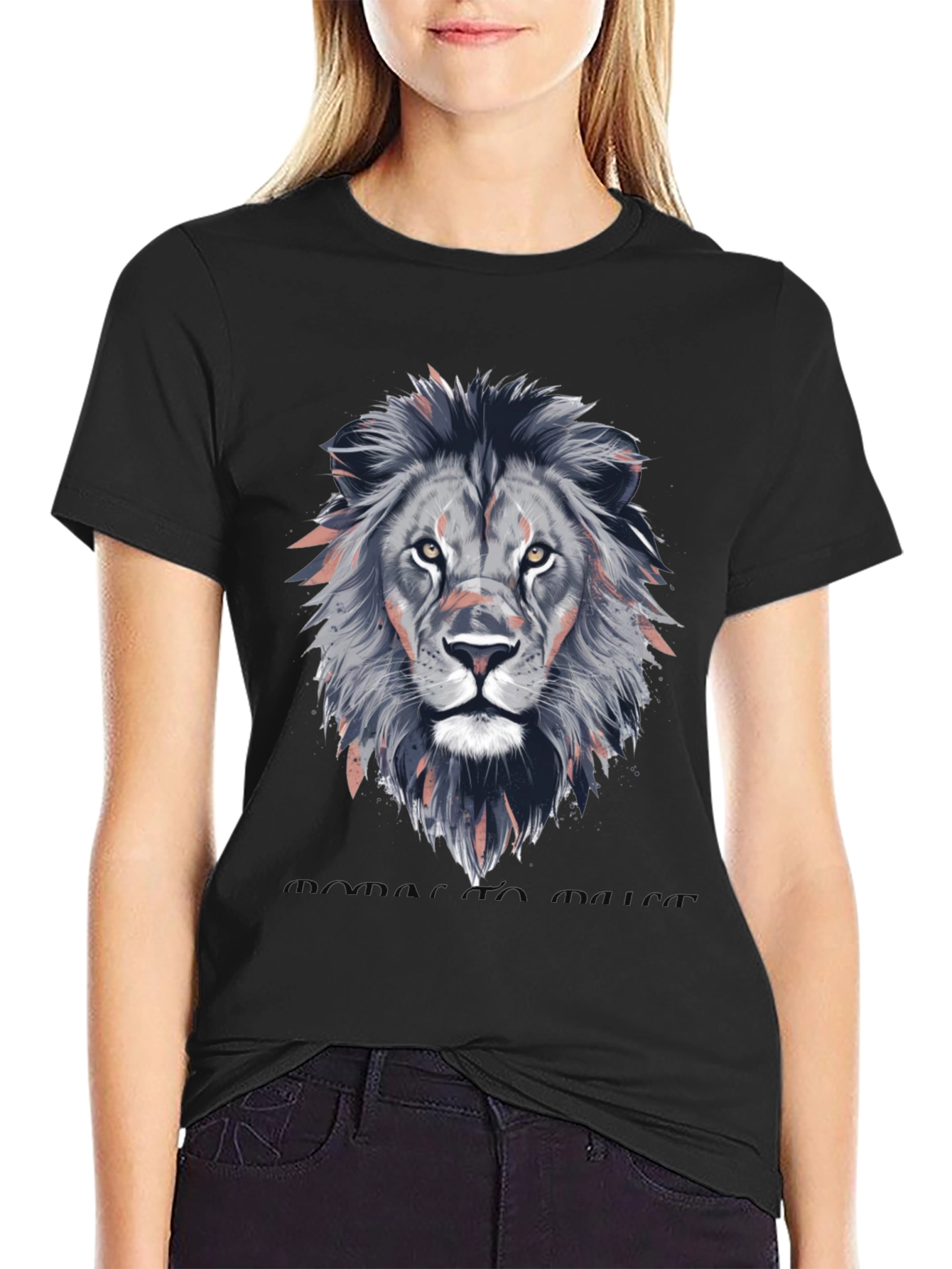 Black Lion Head Graphic T-Shirt - Stylish Animal Print Tee view 2