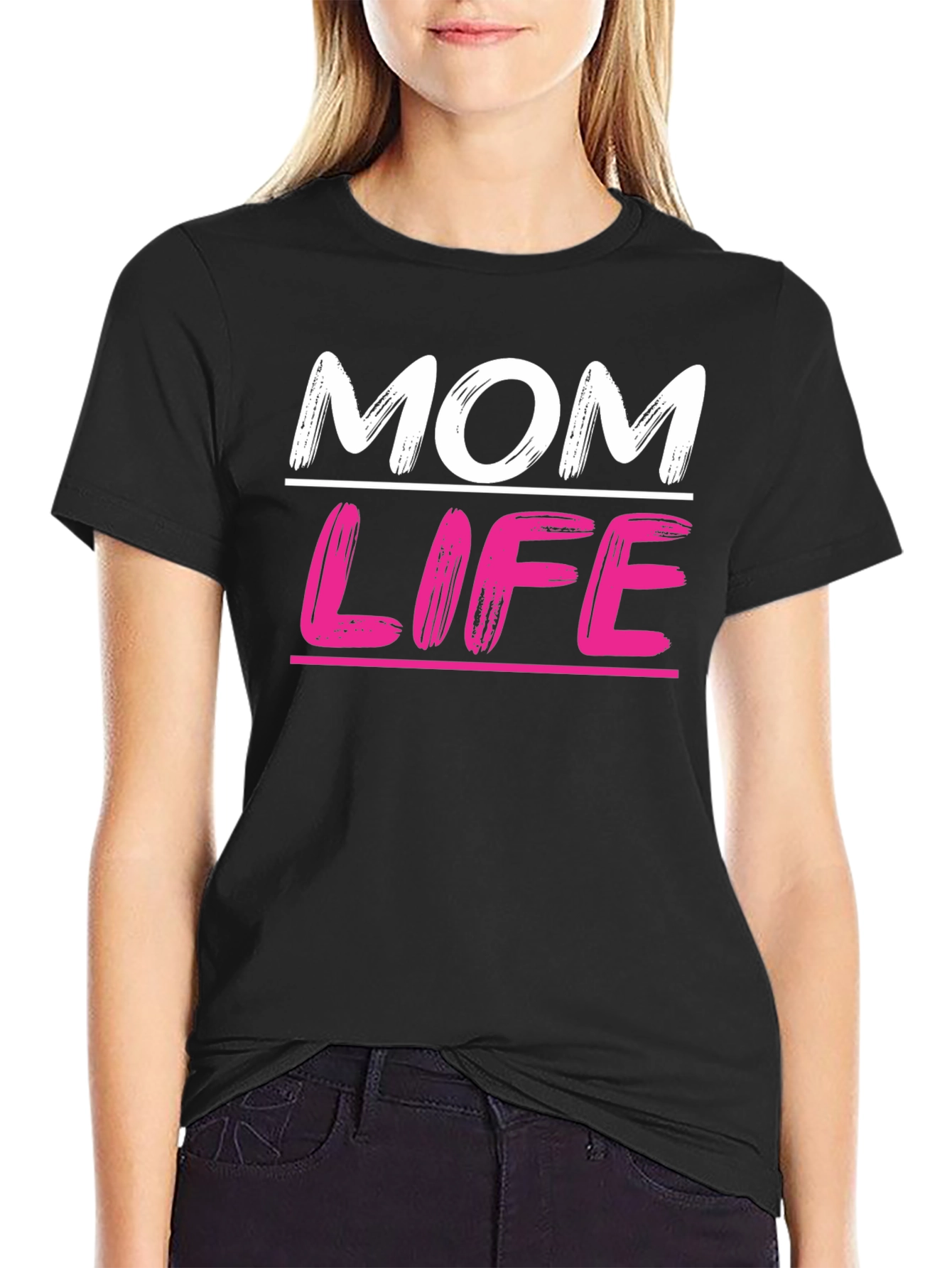 Black Mom Life Graphic Tee - Trendy Casual Top view 2