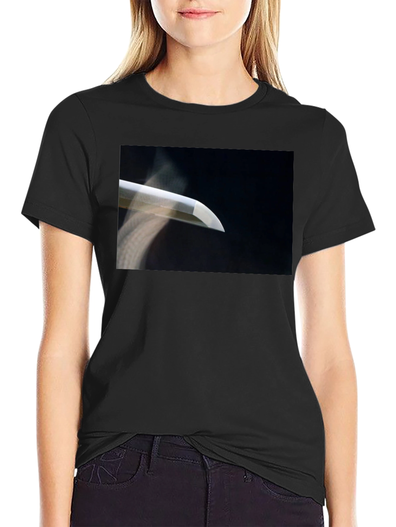Black Samurai Blade Graphic Tee - Sleek & Stylish Cotton Shirt view 2