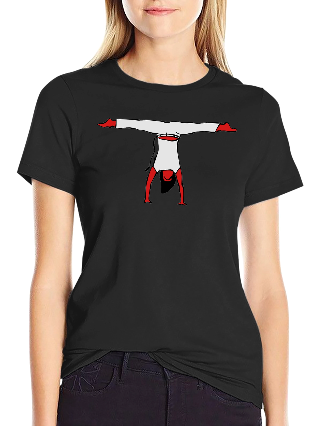 Black Cool Handstand Graphic Tee - Unique Black T-Shirt view 2
