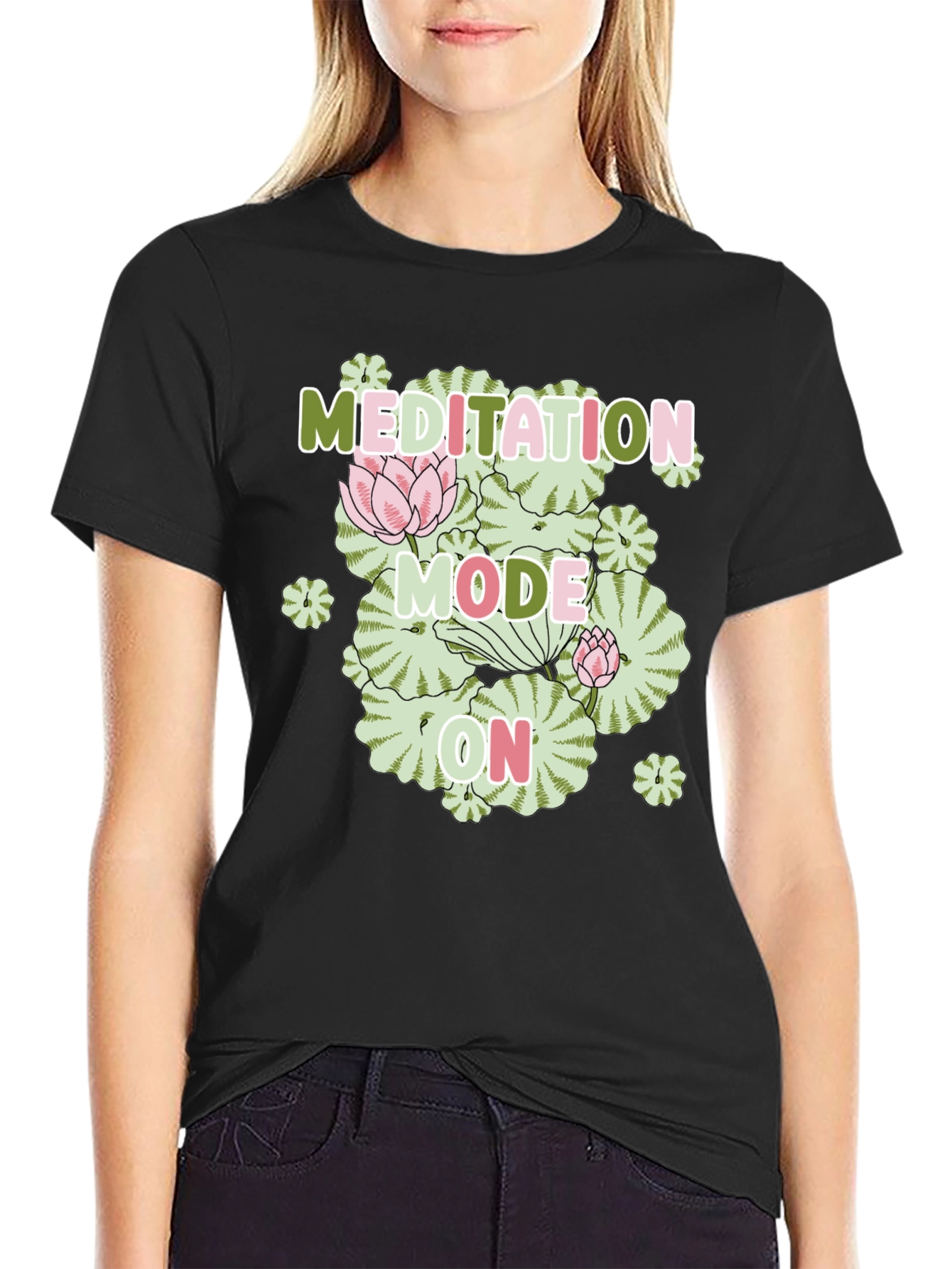 Black Meditation Mode On Graphic Tee view 2