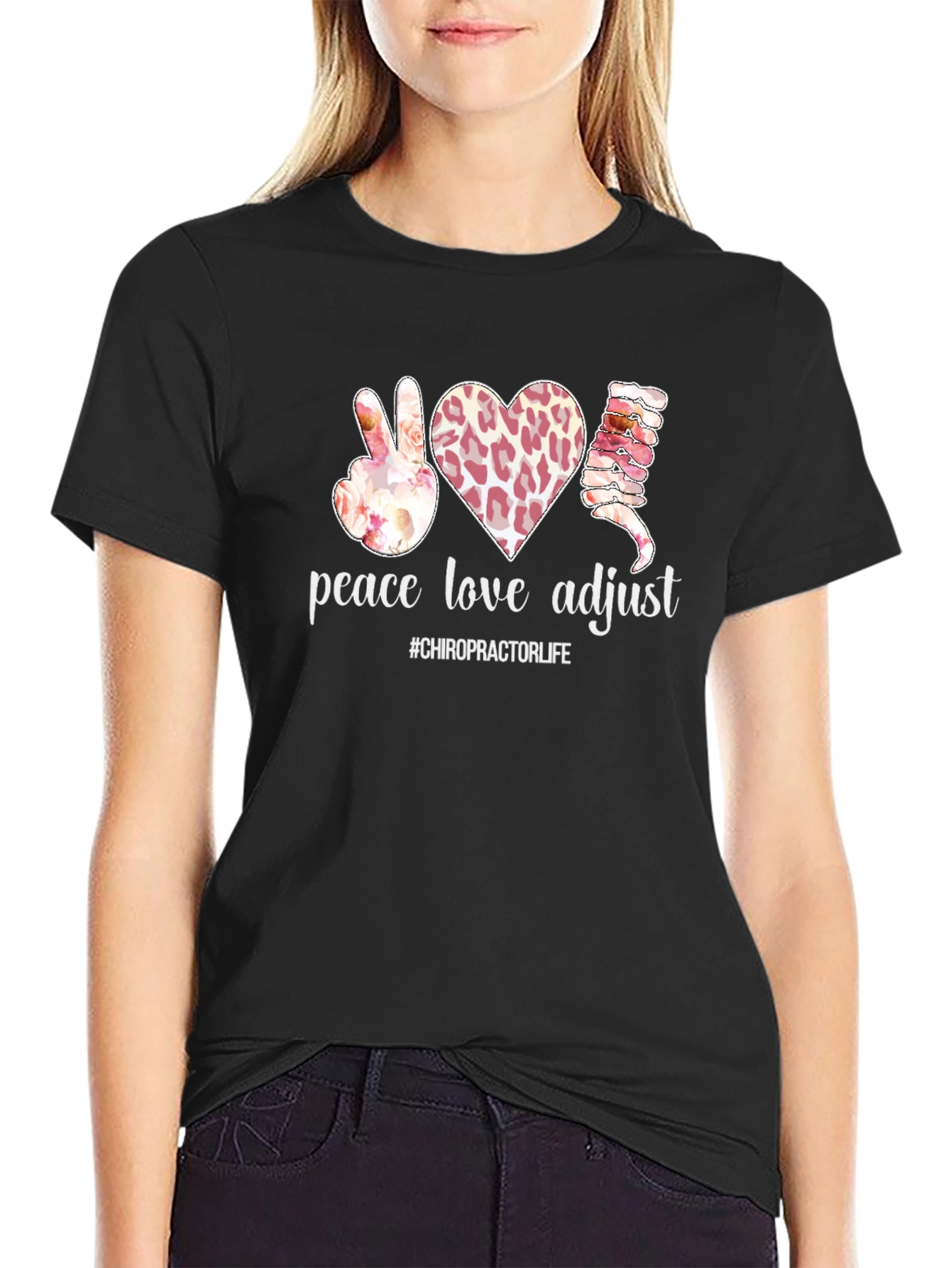 Peace Love Adjust Chiropractic T-Shirt - 2