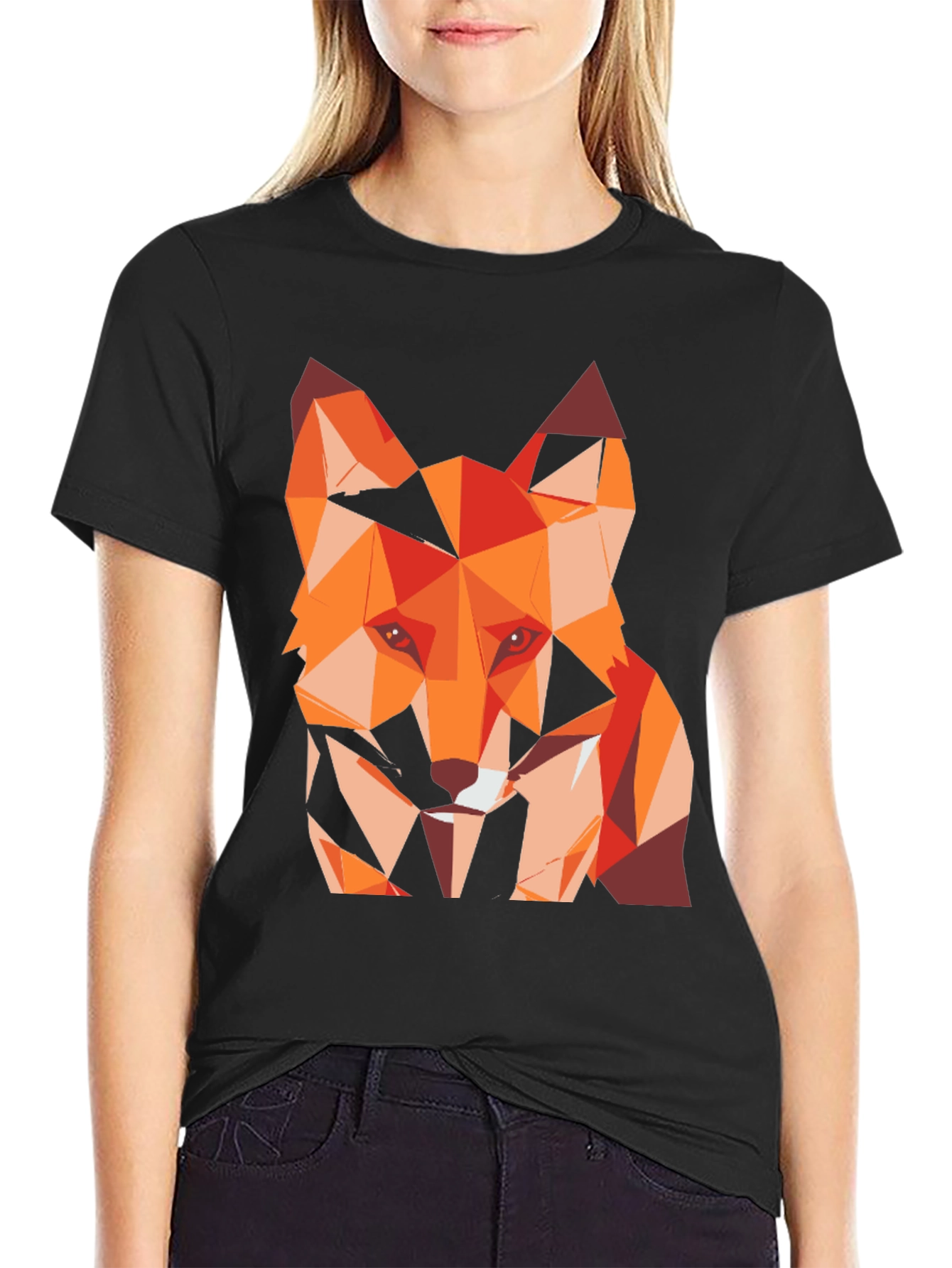Black Geometric Fox Graphic Tee - Stylish Men's T-Shirt view 2