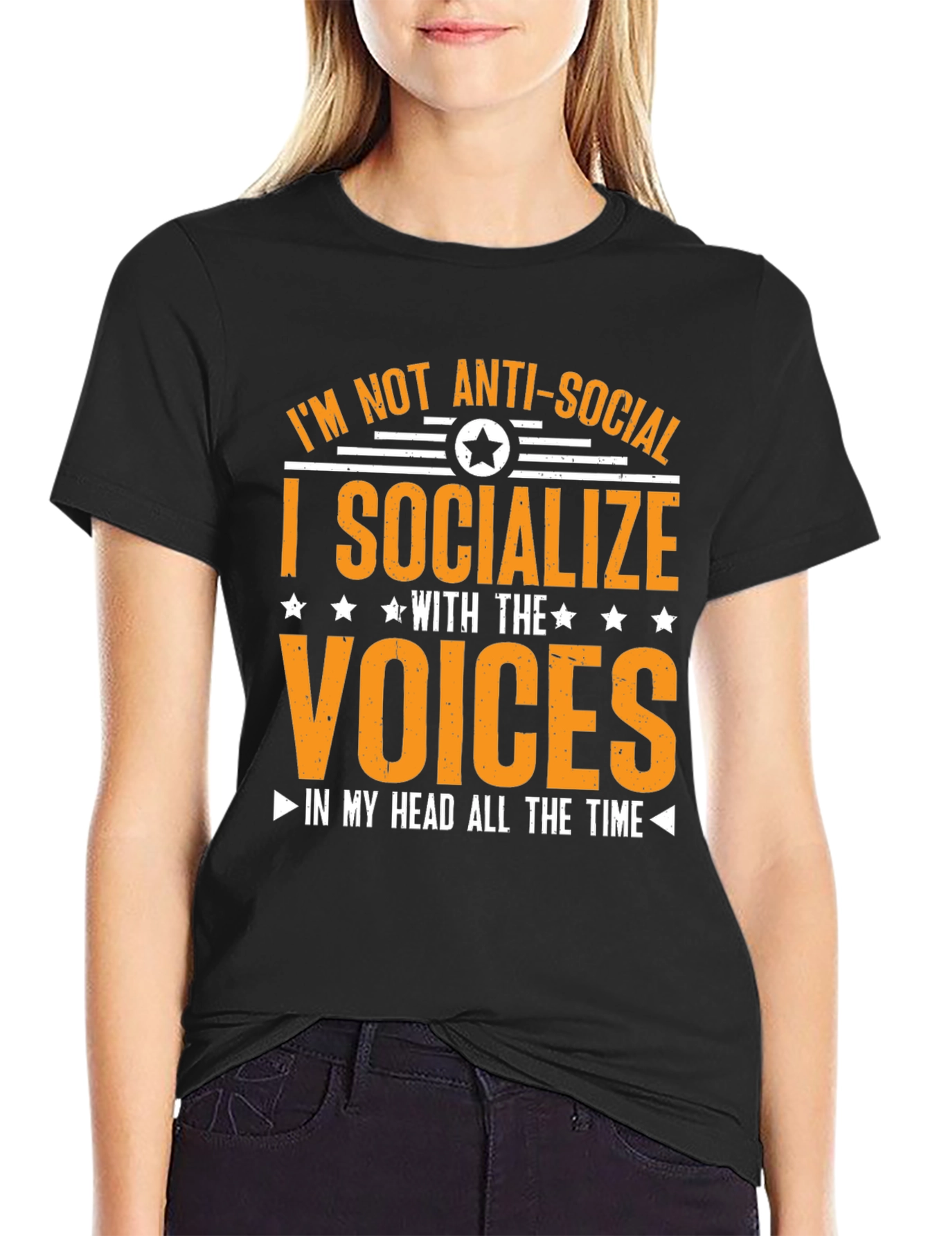 Anti-Social Voices Humor Graphic Tee - 2