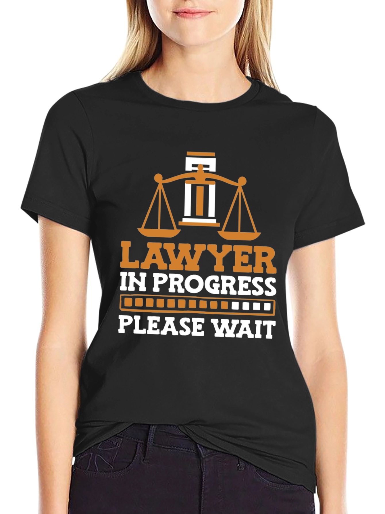 Black Lawyer In Progress Graphic Tee - Novelty Law Student Shirt view 2