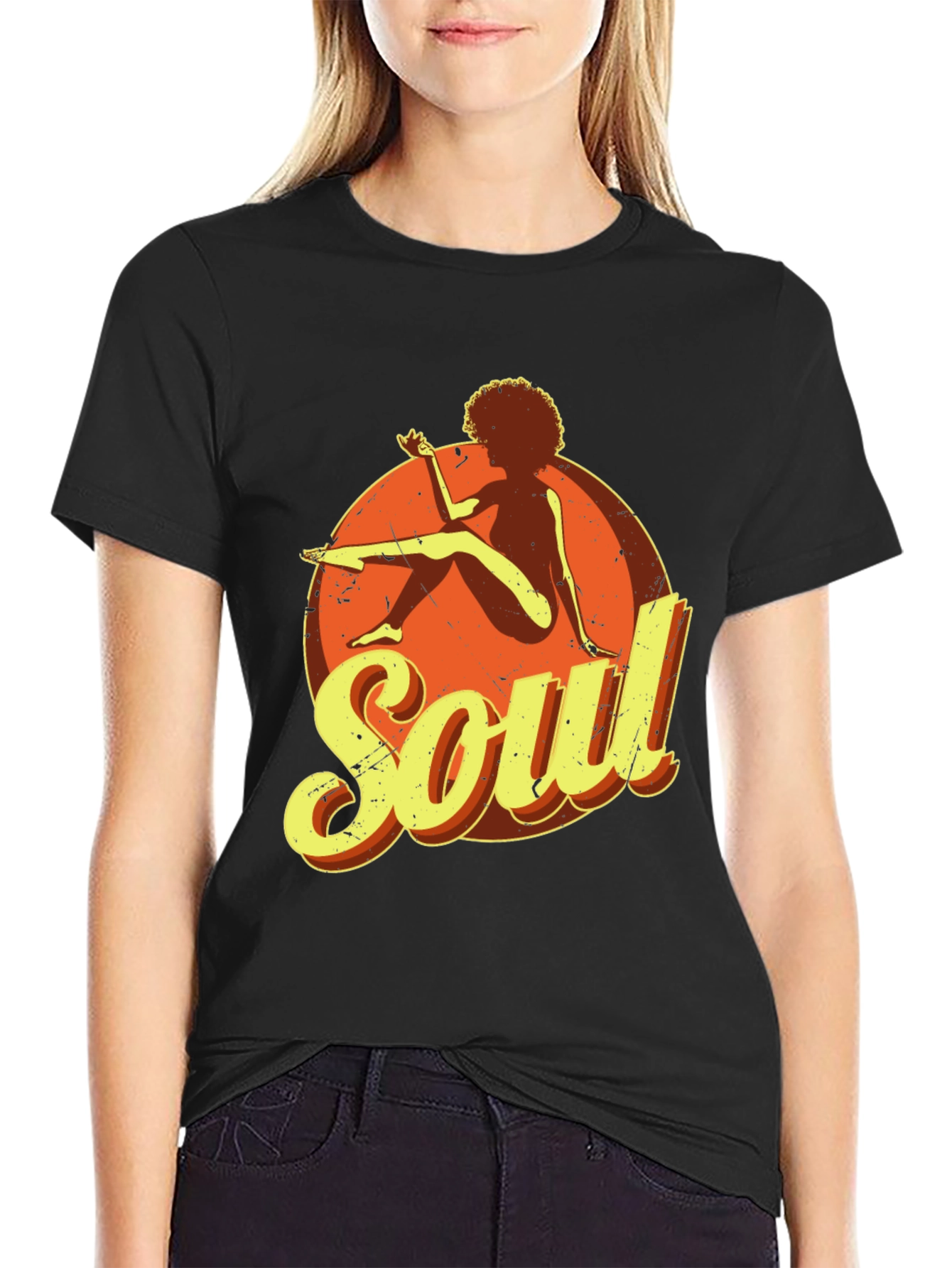 Black Soul Graphic T-Shirt - Retro Style Black Tee view 2