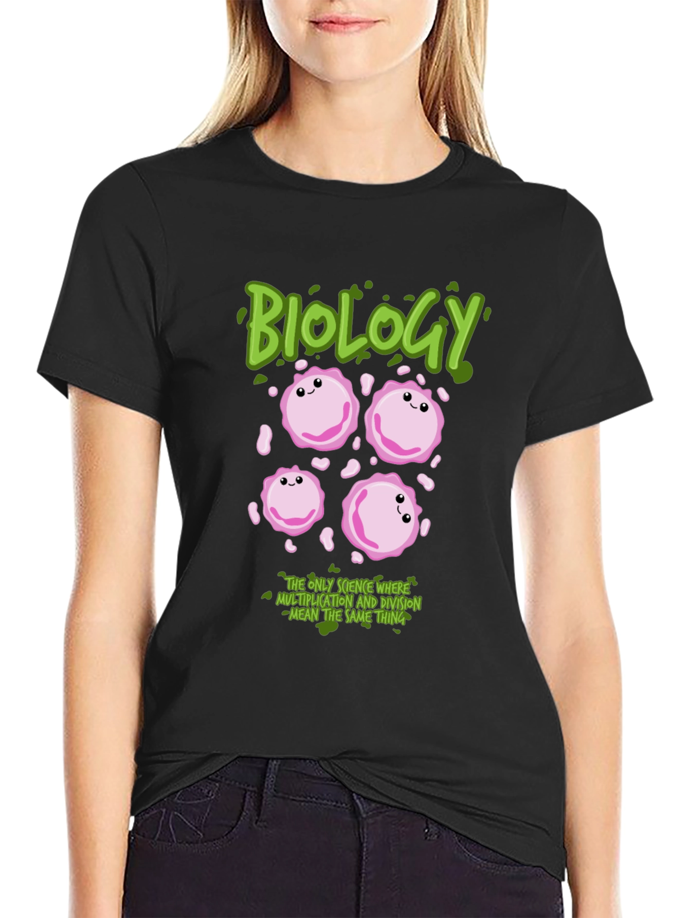 Black Biology Cell Division T-Shirt: Funny Science Tee view 2