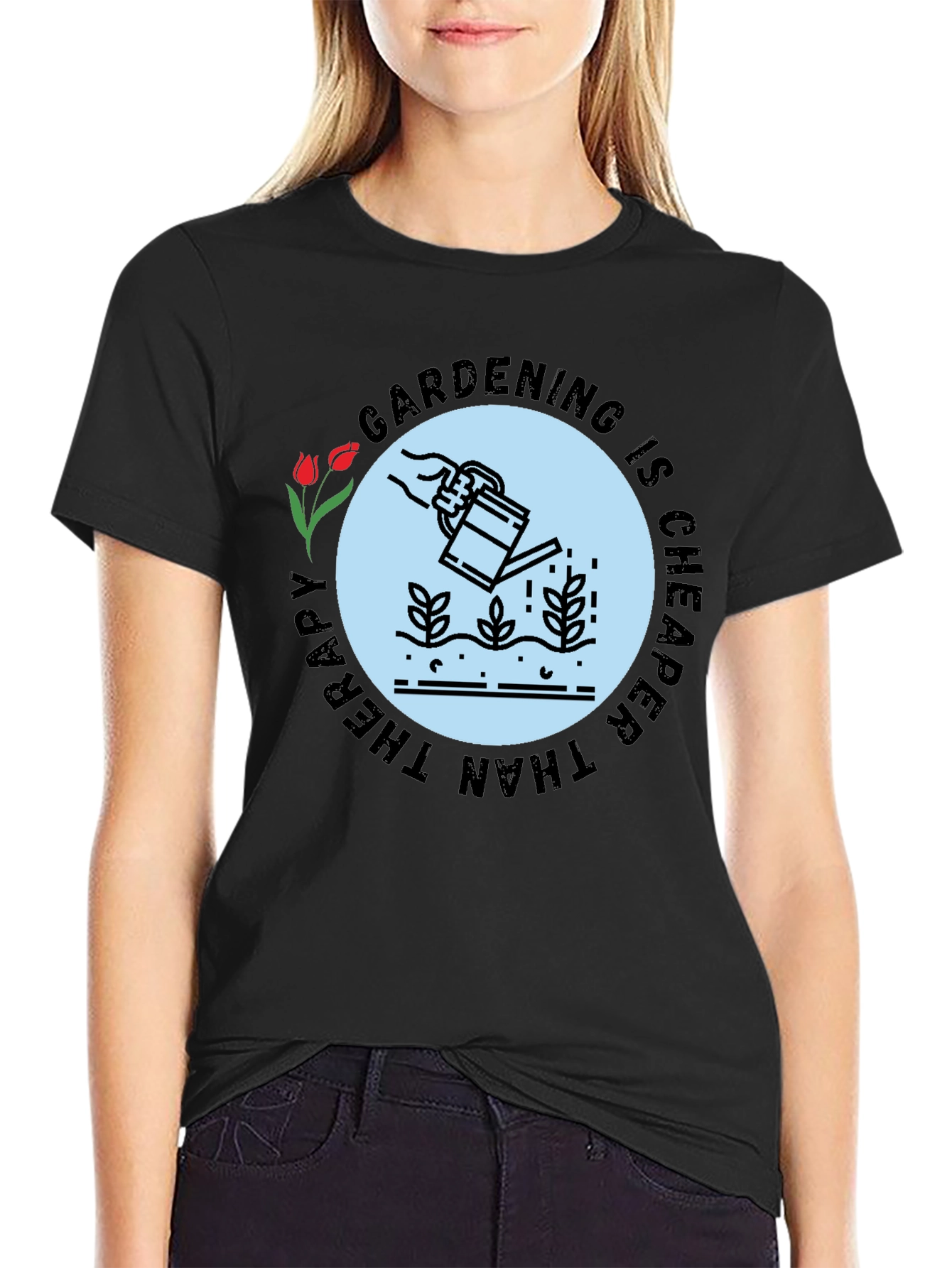 Black Gardening Therapy T-Shirt - Stylish & Comfortable view 2