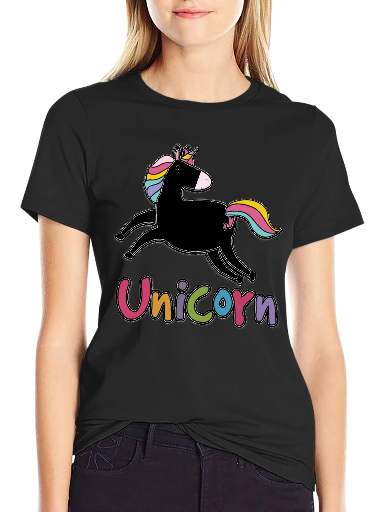 Black Unicorn Graphic T-Shirt - Men's Black Tee view 2