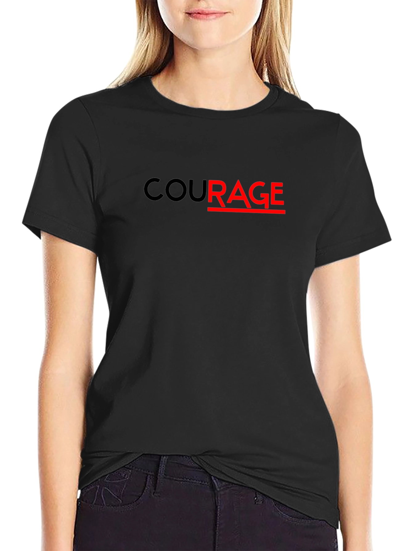 Black Courage Graphic Print T-Shirt - Stylish Black Tee view 2