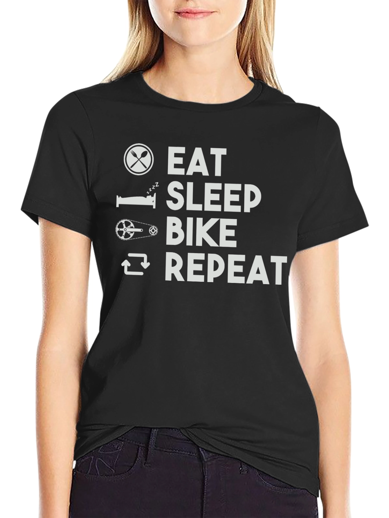 Black Eat Sleep Bike Repeat Graphic T-Shirt view 2
