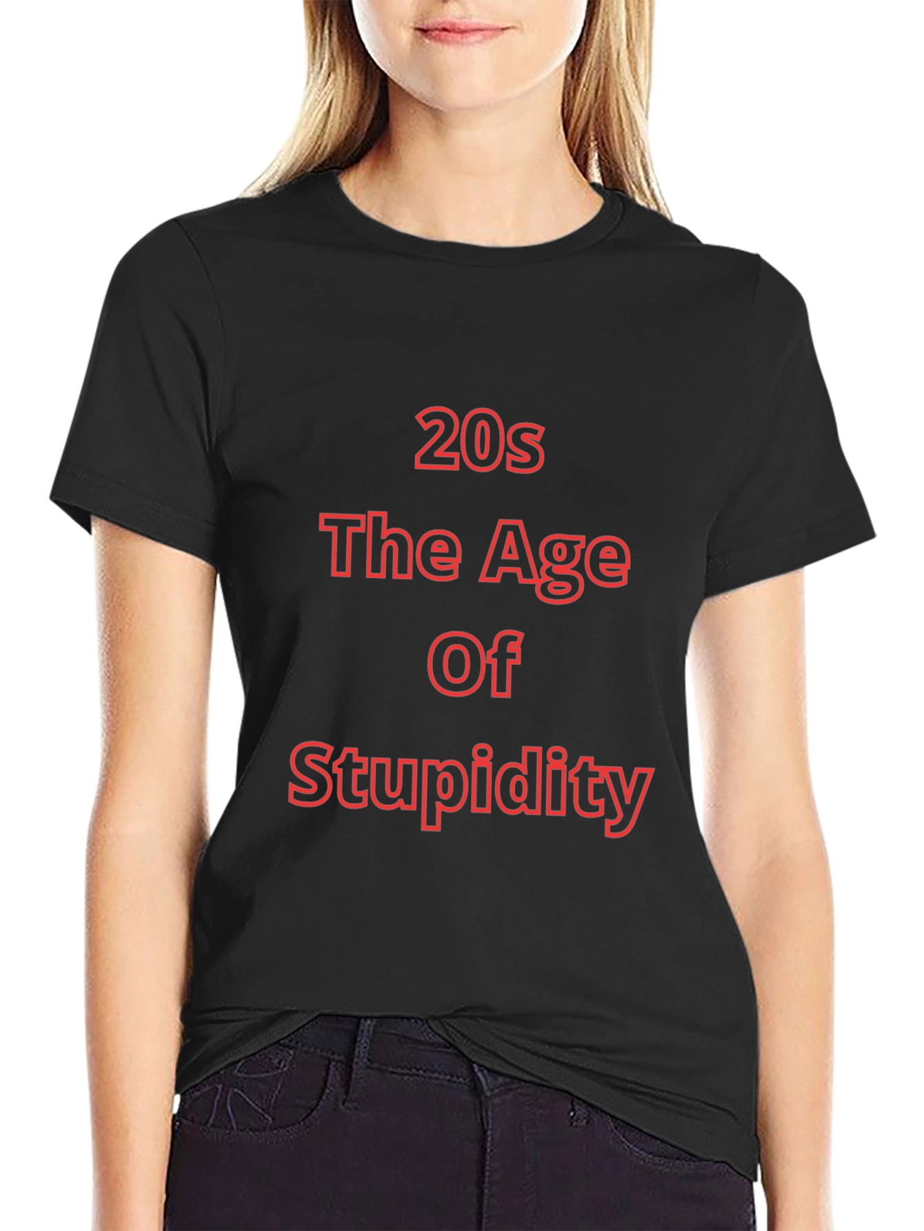 Black 20s The Age of Stupidity Funny T-Shirt view 2