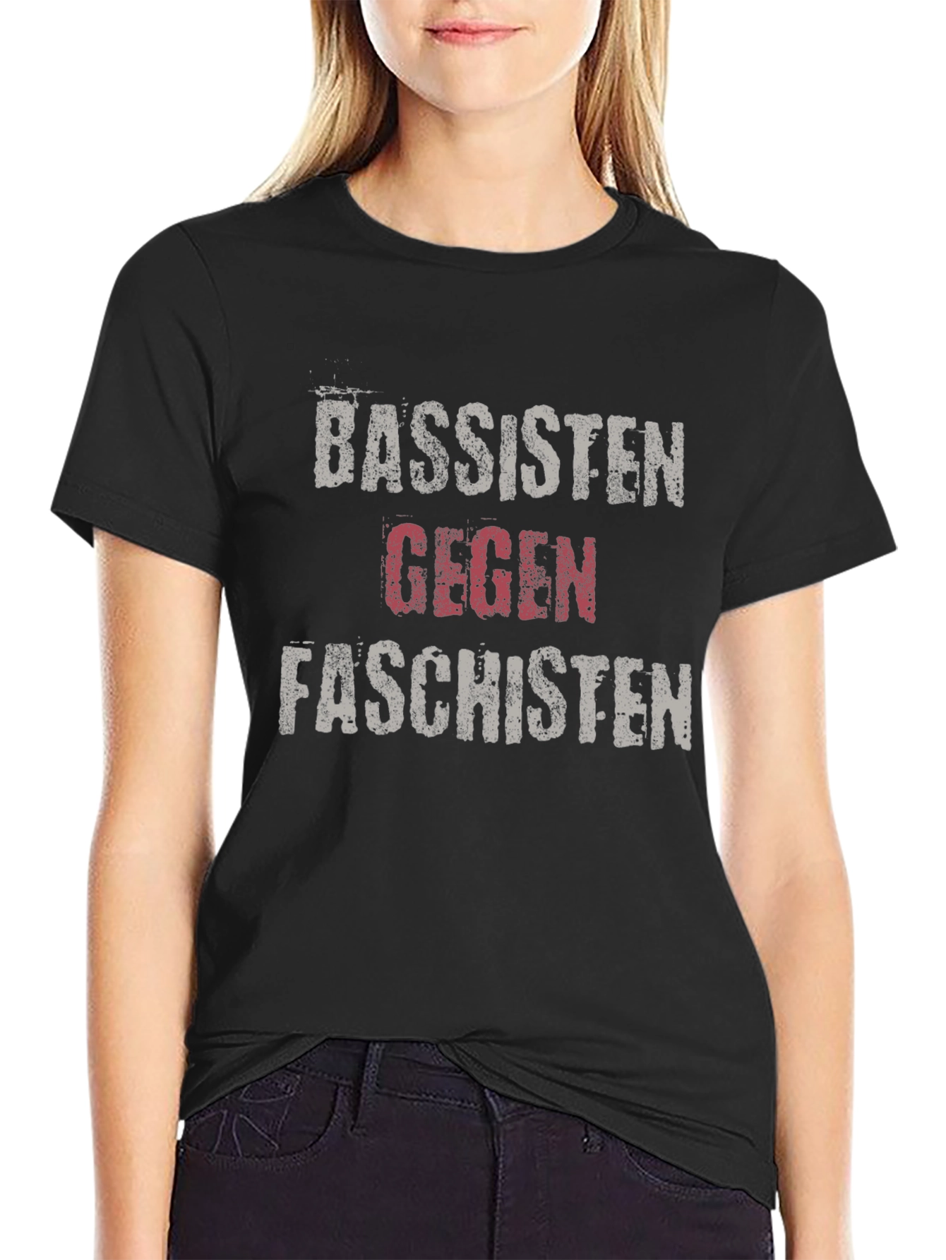 Black Bassisten Gegen Faschisten Anti-Fascist Political T-Shirt view 2