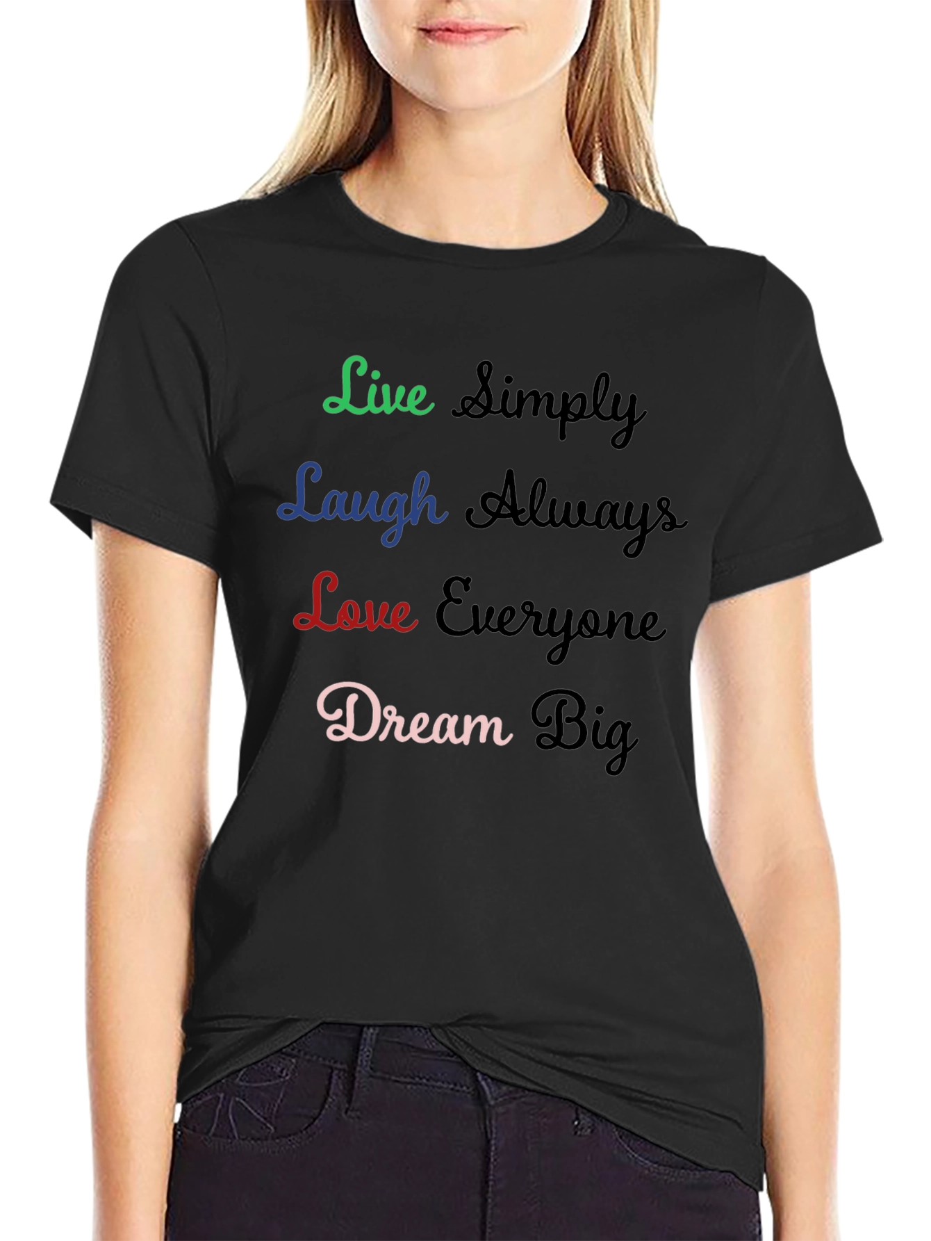 Black Live, Laugh, Love T-Shirt - Inspirational Graphic Tee view 2
