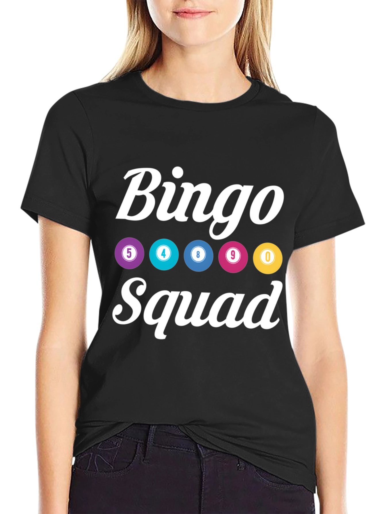 Black Bingo Squad T-Shirt - Lucky Numbers Graphic Tee view 2