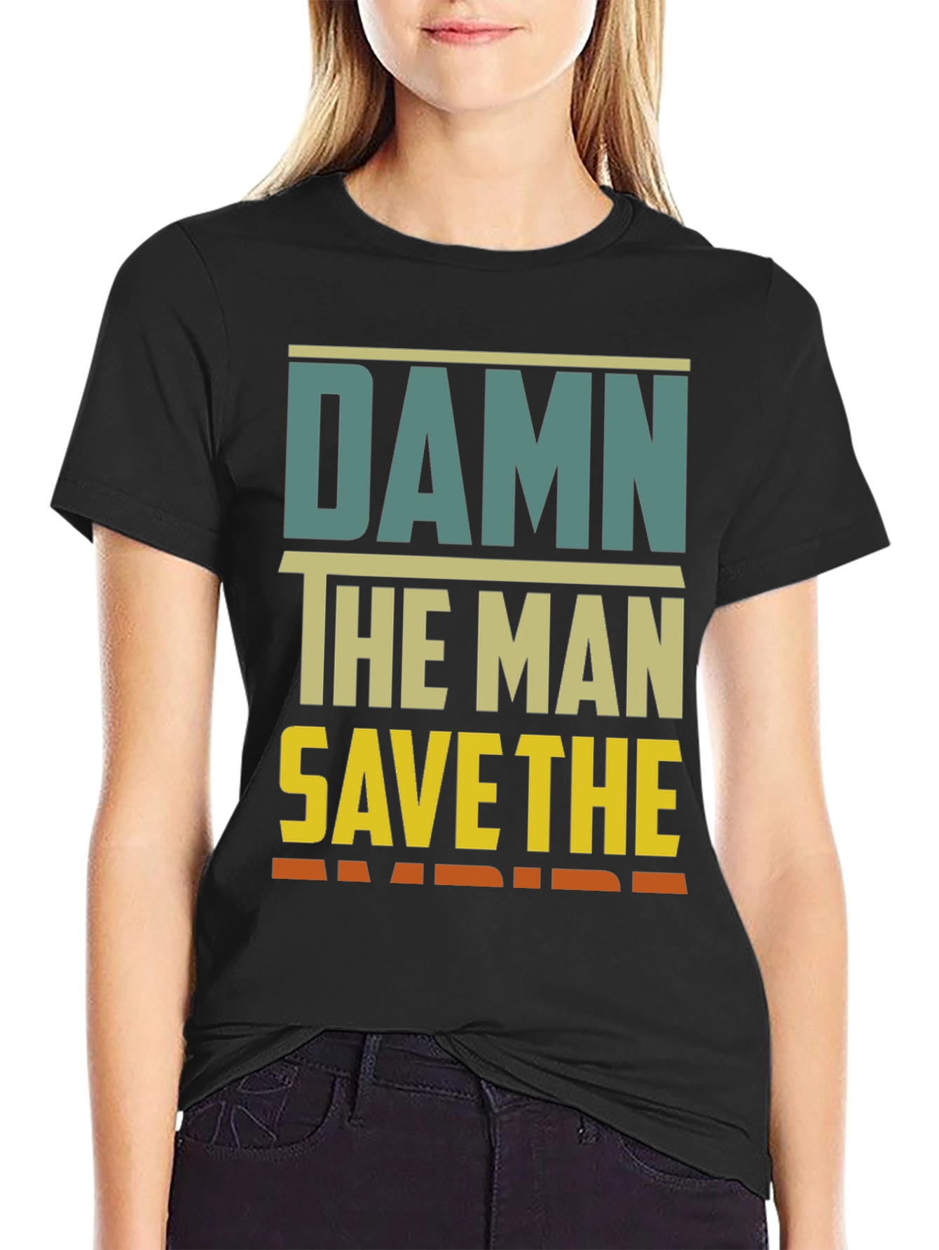 Black Damn The Man Save The Empire Graphic Tee view 2