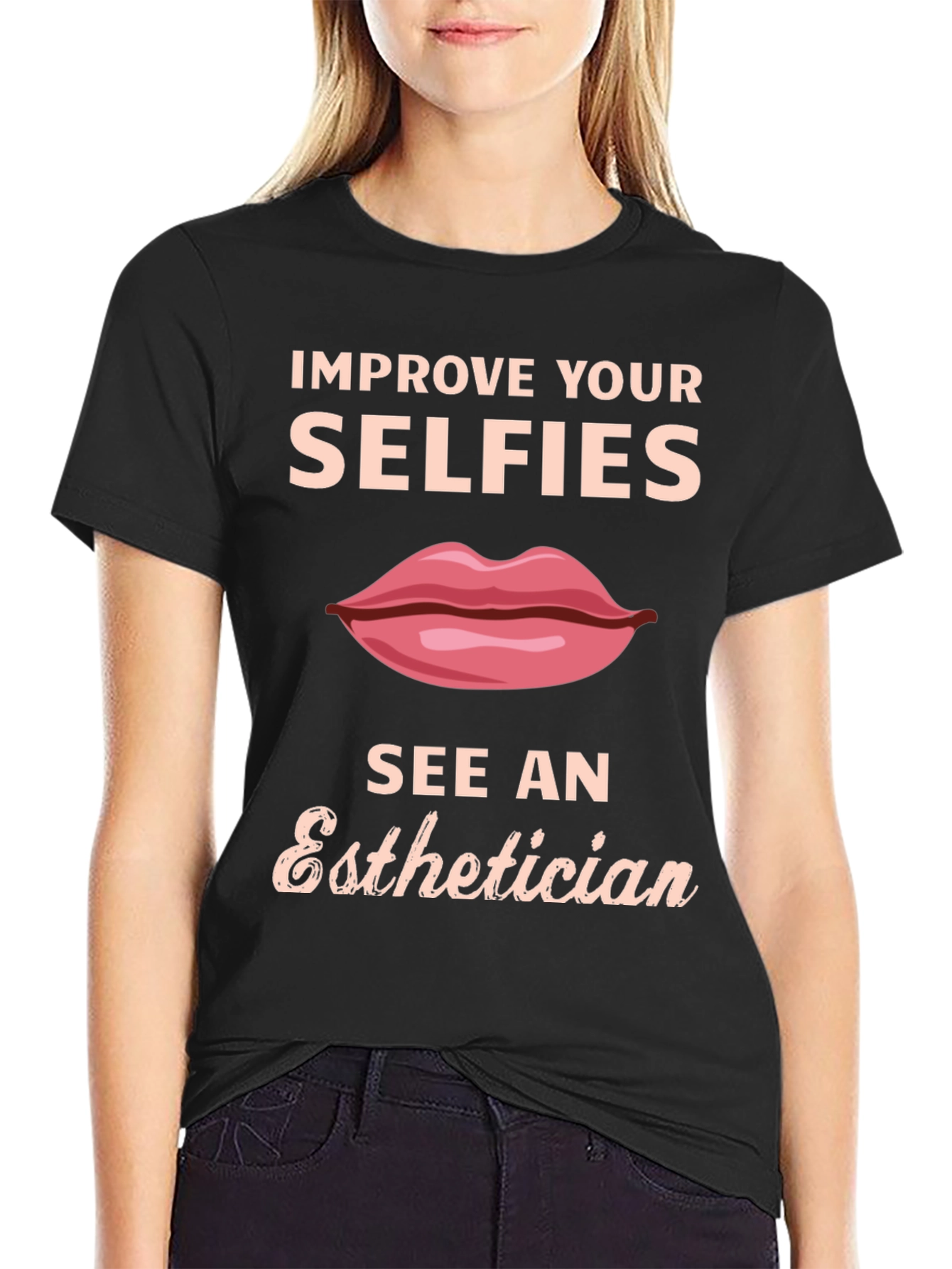 Black Improve Your Selfies T-Shirt view 2