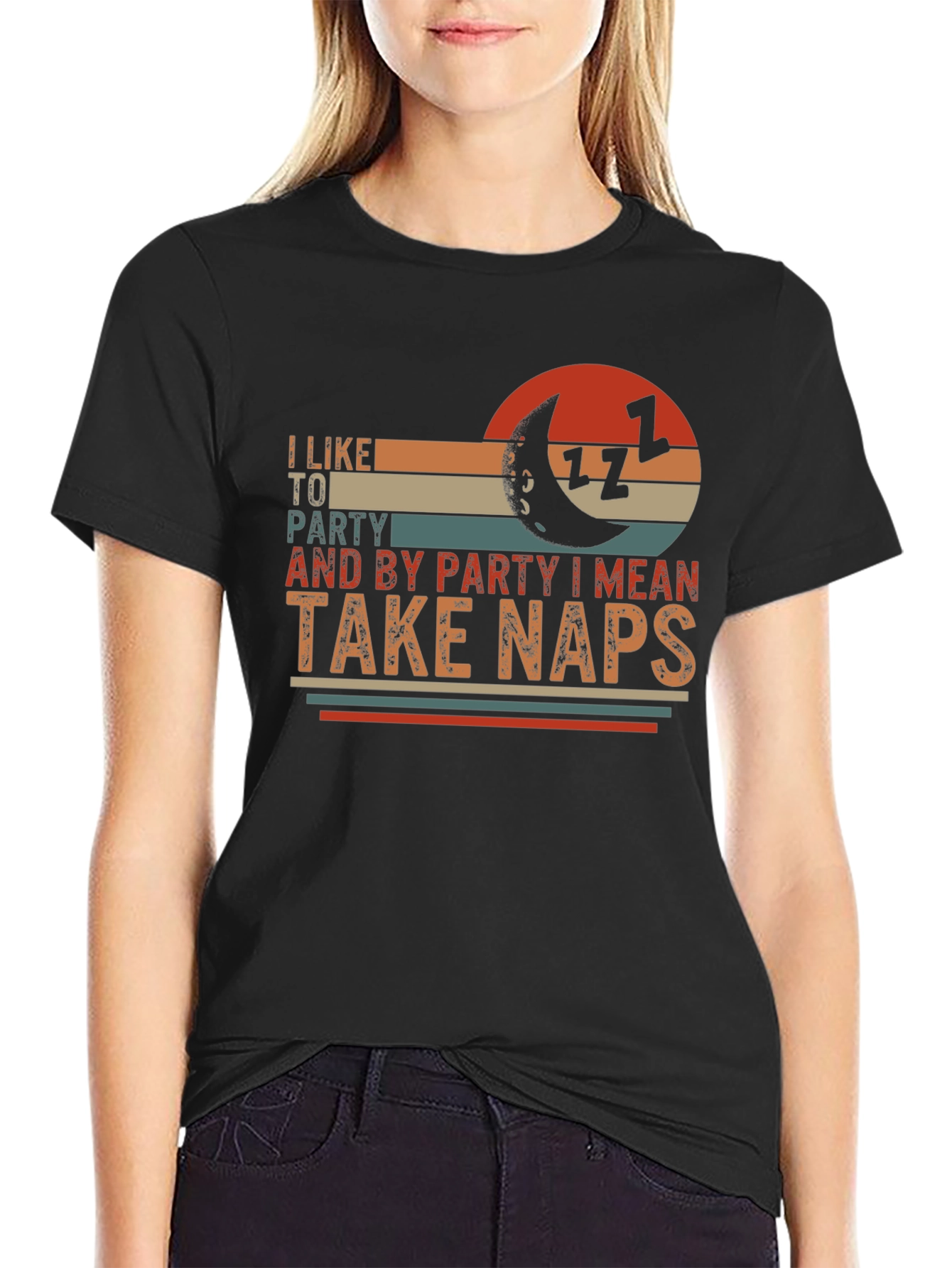Black I Like to Party Take Naps Graphic T-Shirt view 2