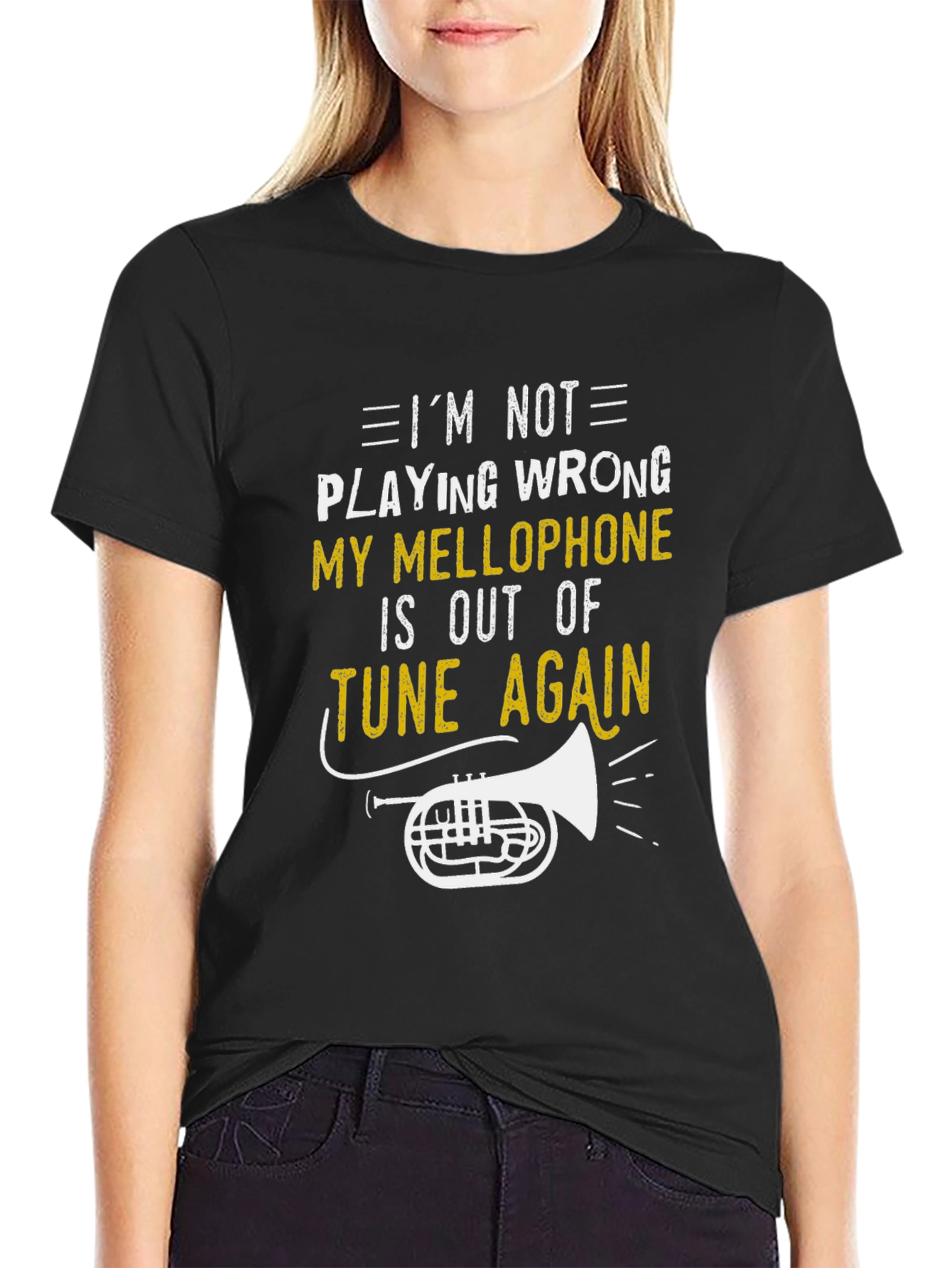 Black Funny Mellophone Player Black T-Shirt view 2