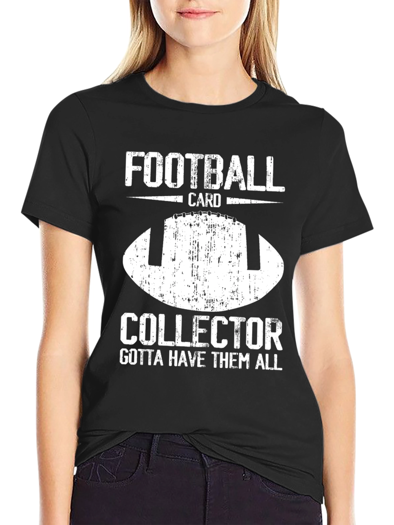 Black Football Card Collector Graphic T-Shirt view 2