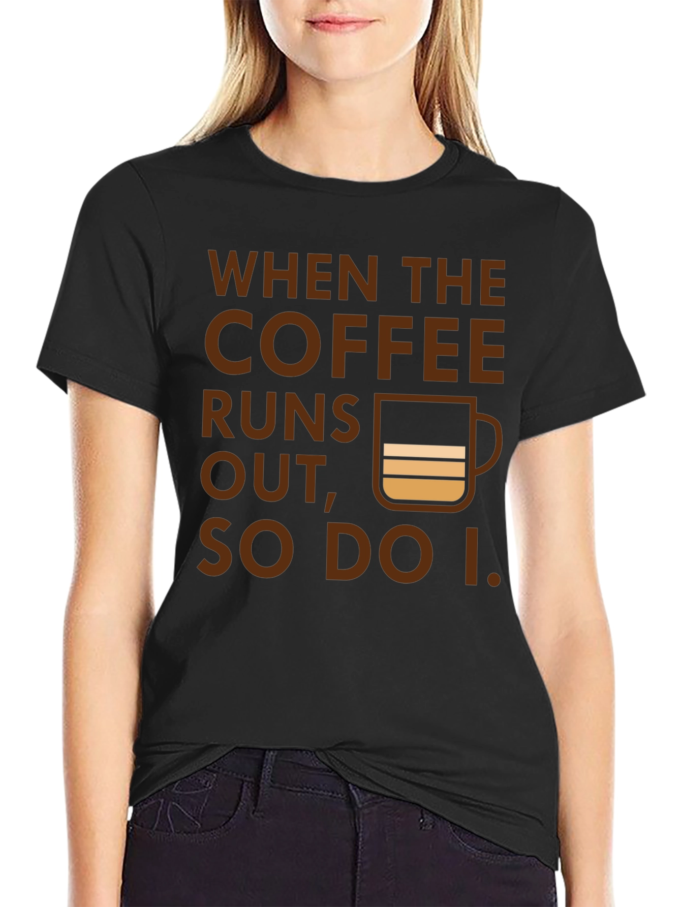Black Coffee Runs Out T-Shirt - Funny Coffee Lover Tee view 2
